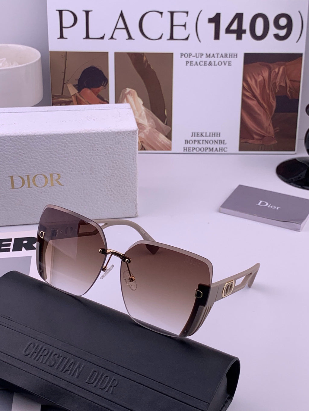 Dior CD6970 Square Gold Lens Sunglasses for Women - 431867 - detail image 6