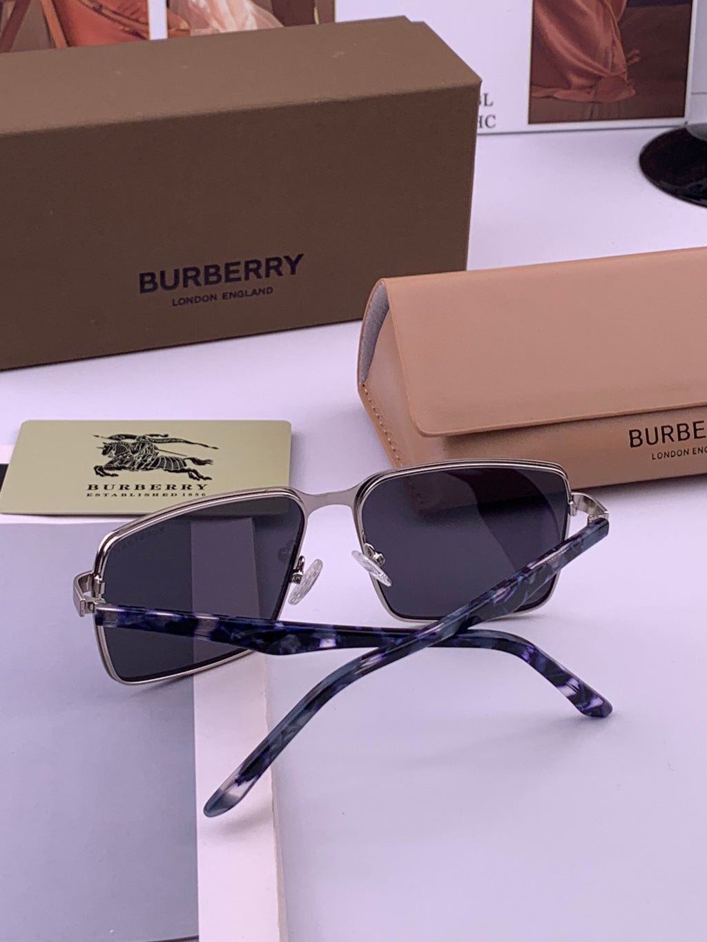 Burberry B080668 Aviator Gold Lens Sunglasses for Men - 432475 - detail image 6