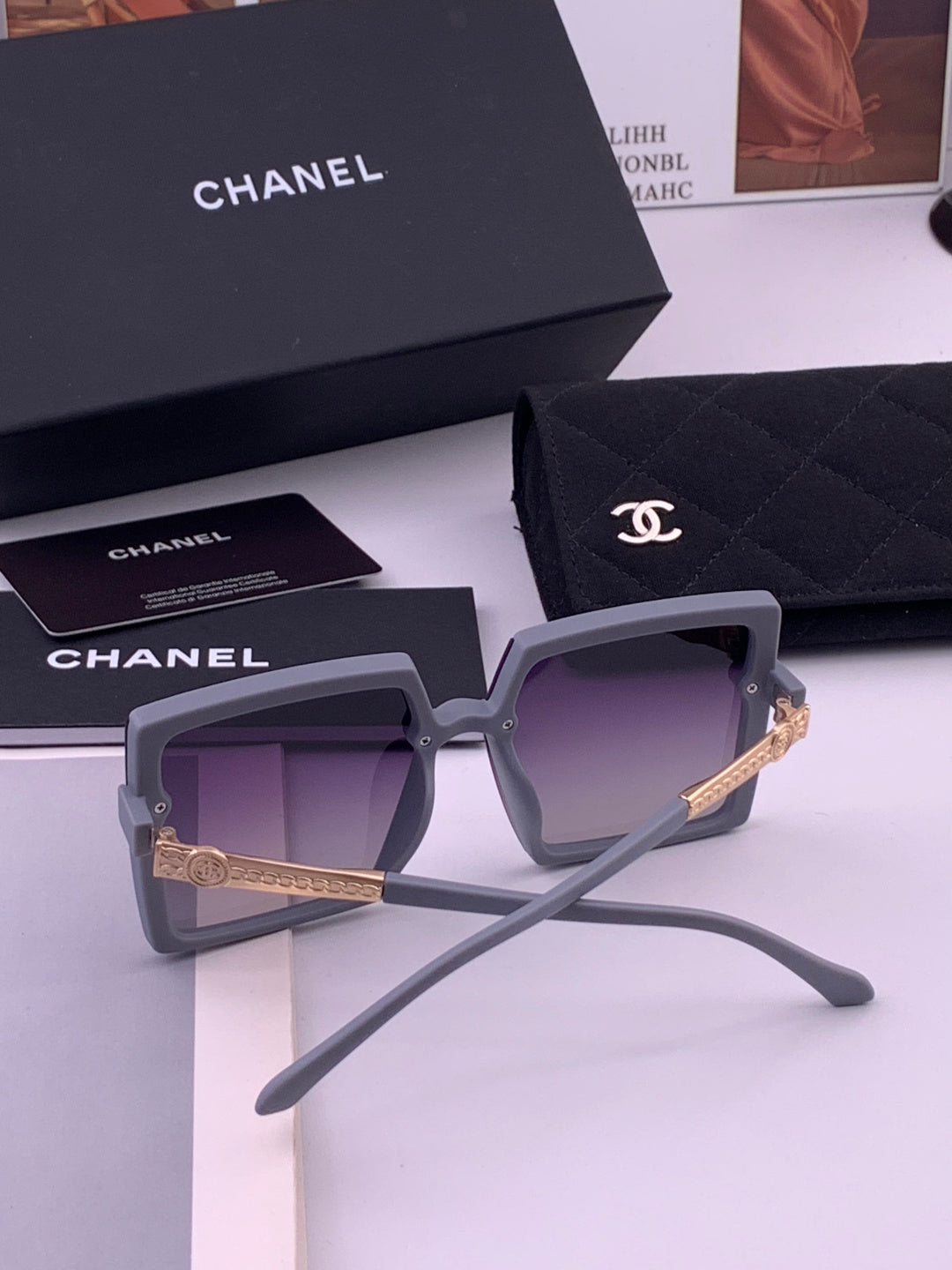 Chanel CH6711 Polarized Square Gold Lens Sunglasses for Women - 431612 - detail image 6