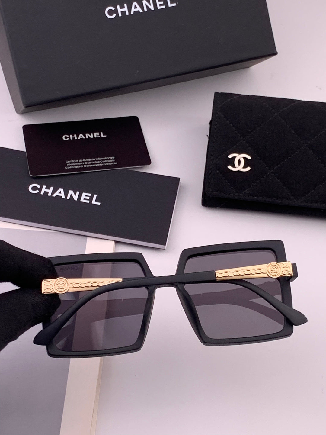 Chanel CH6711 Polarized Square Gold Lens Sunglasses for Women - 431613 - detail image 5