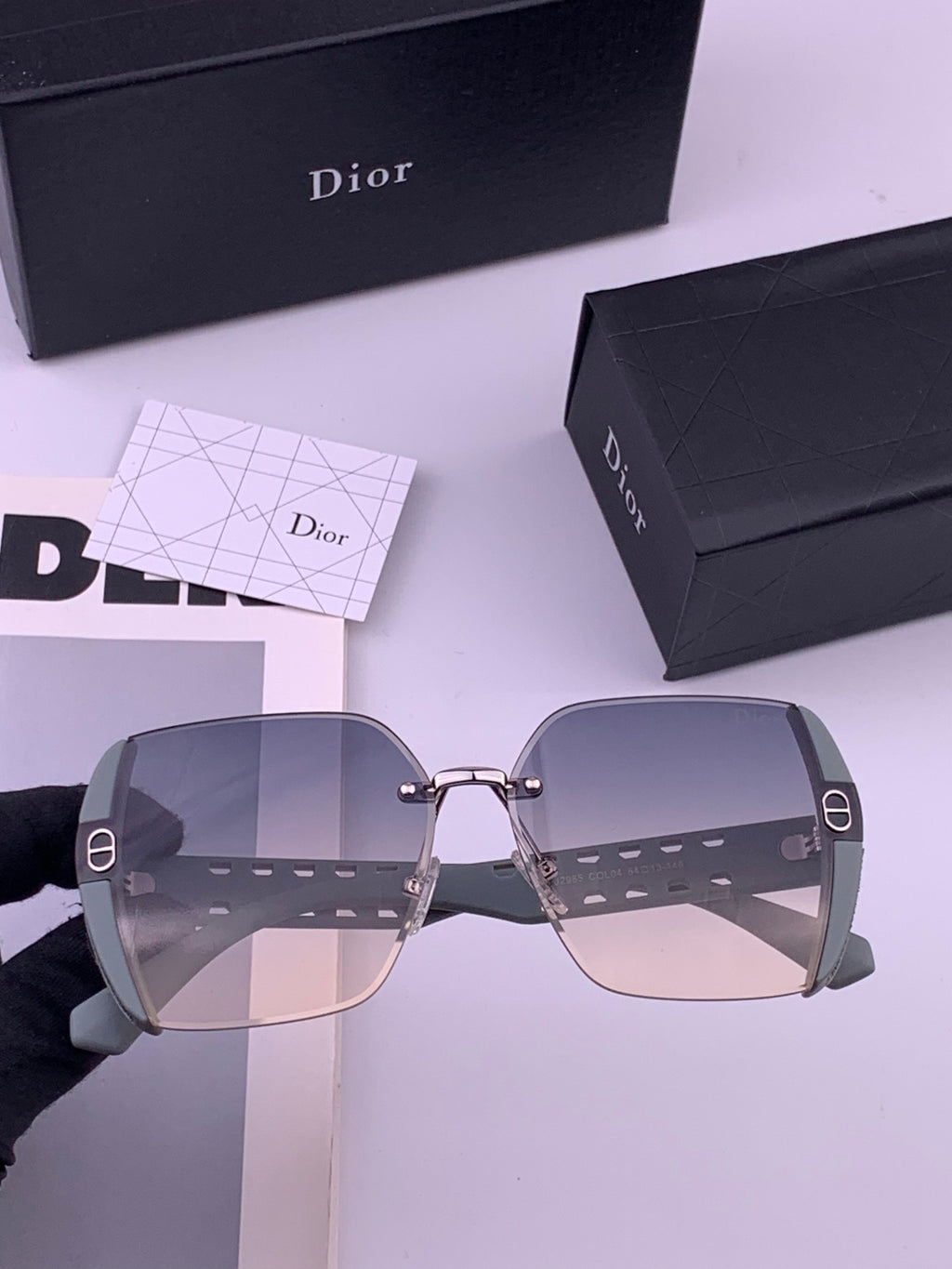 Dior CD5296 Square Gold Lens Sunglasses for Women - 431699