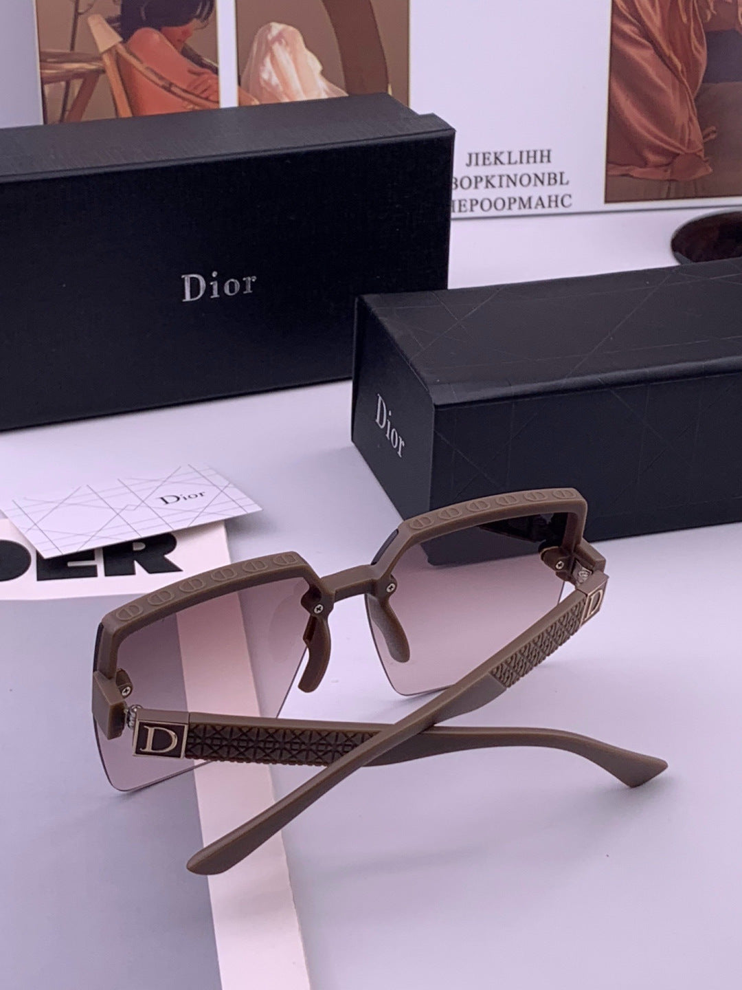 Dior D9805 Square Gold Lens Sunglasses for Men & Women - 431702 - detail image 4