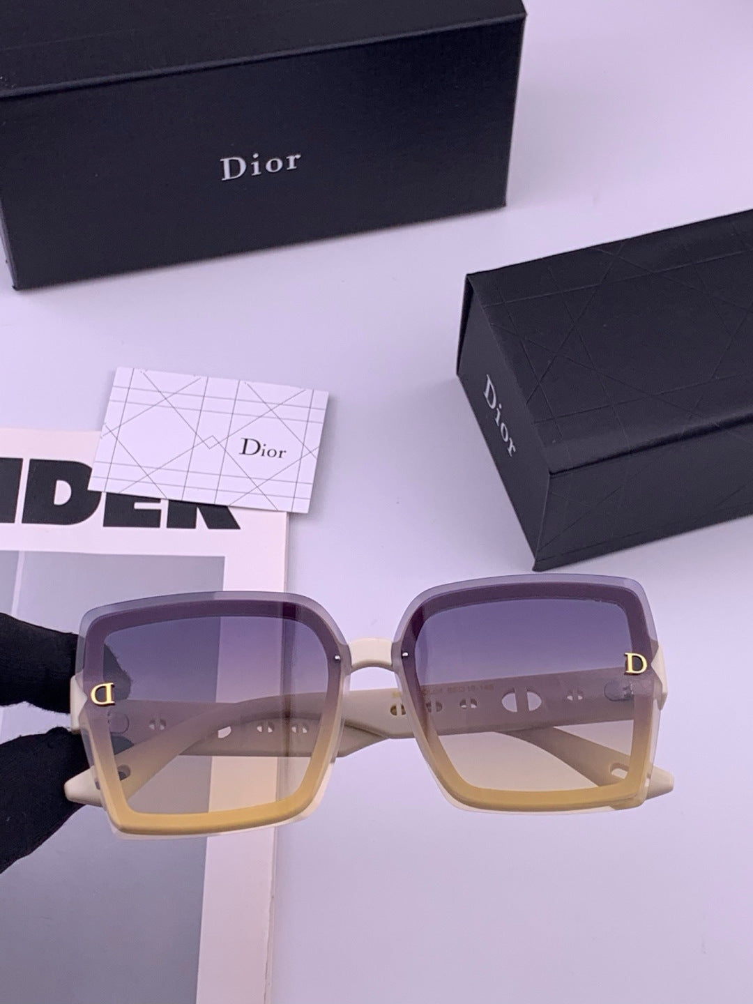 Dior CD2590 Polarized Square Red Lens Sunglasses for Women - 431703