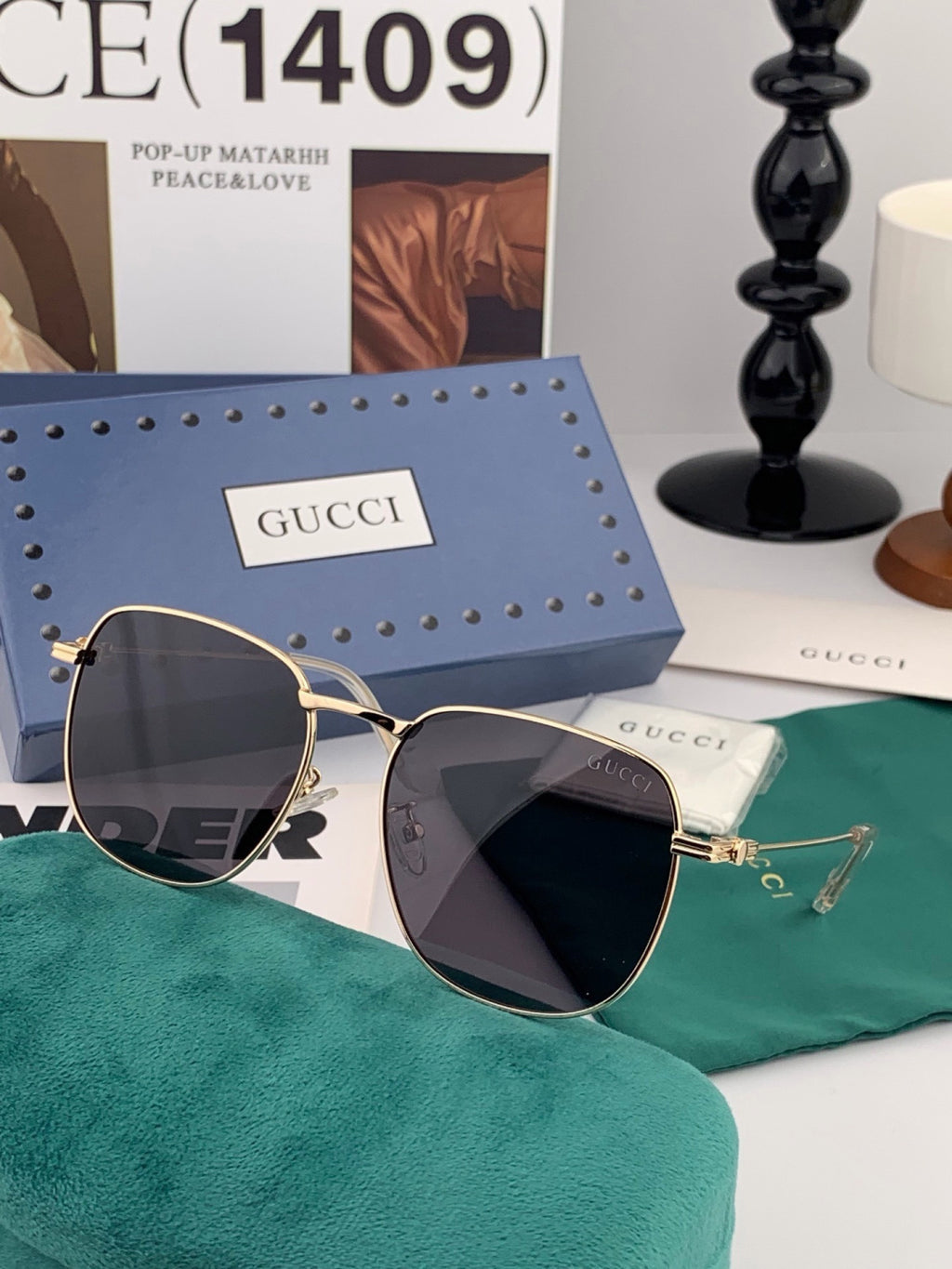 Gucci G6162 Polarized Oversized Black Lens Sunglasses for Men & Women - 431361 - detail image 4