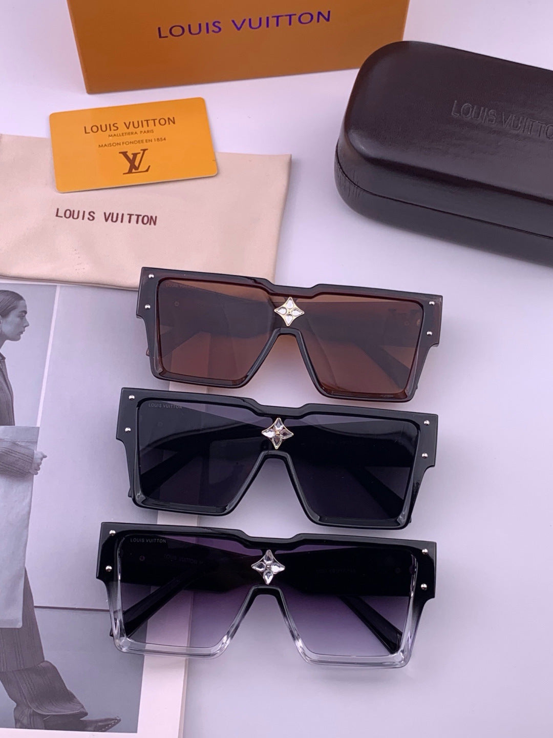 Louis Vuitton L7600 Square Black Lens Sunglasses for Women - 431170 - detail image 8