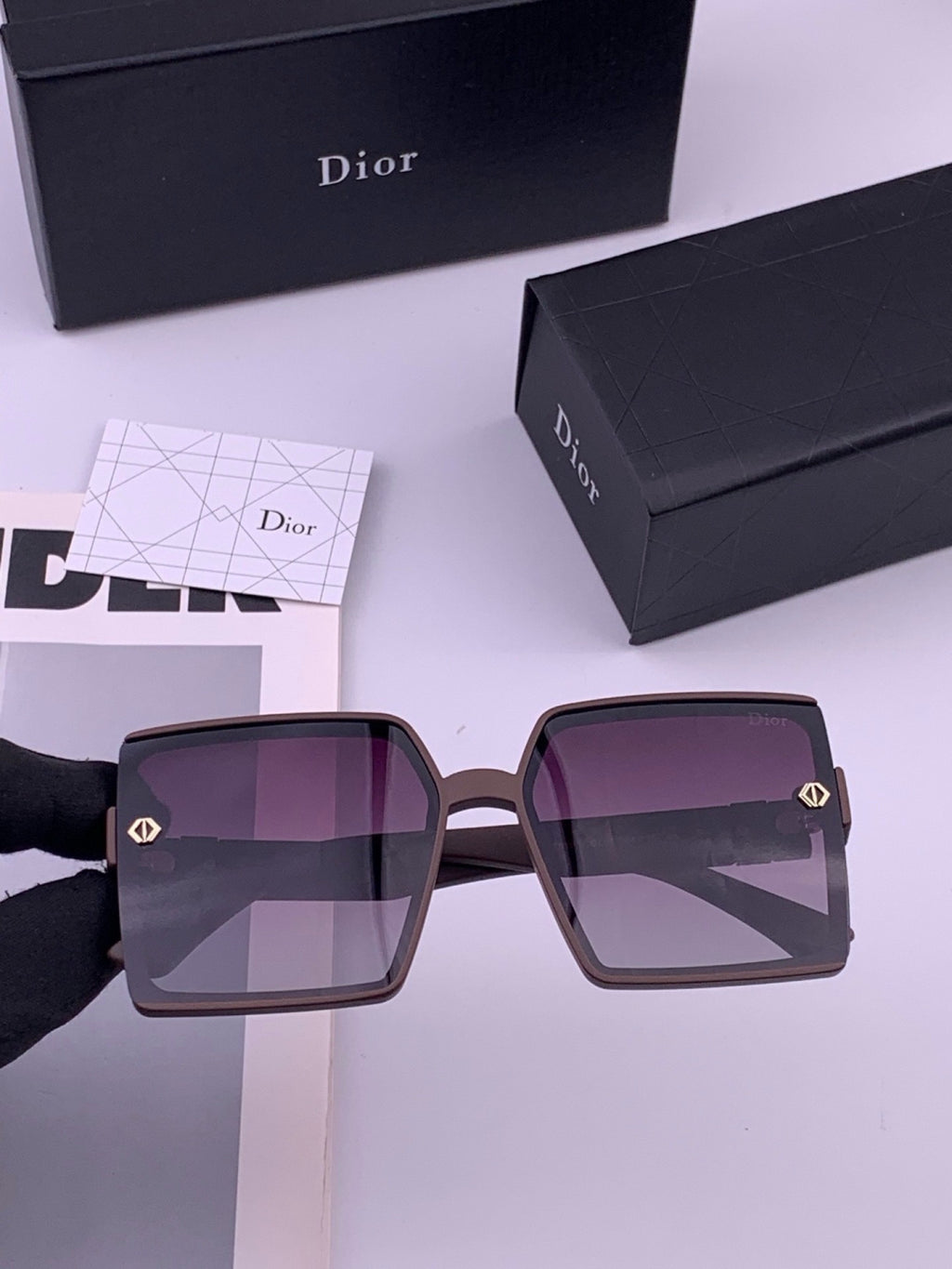 Dior CD9781 Polarized Square Black Lens Sunglasses for Women