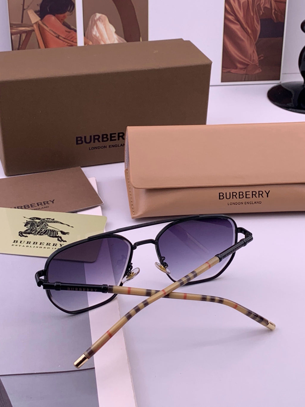 Burberry B938 Aviator Purple Lens Sunglasses for Men - 449593 - detail image 7