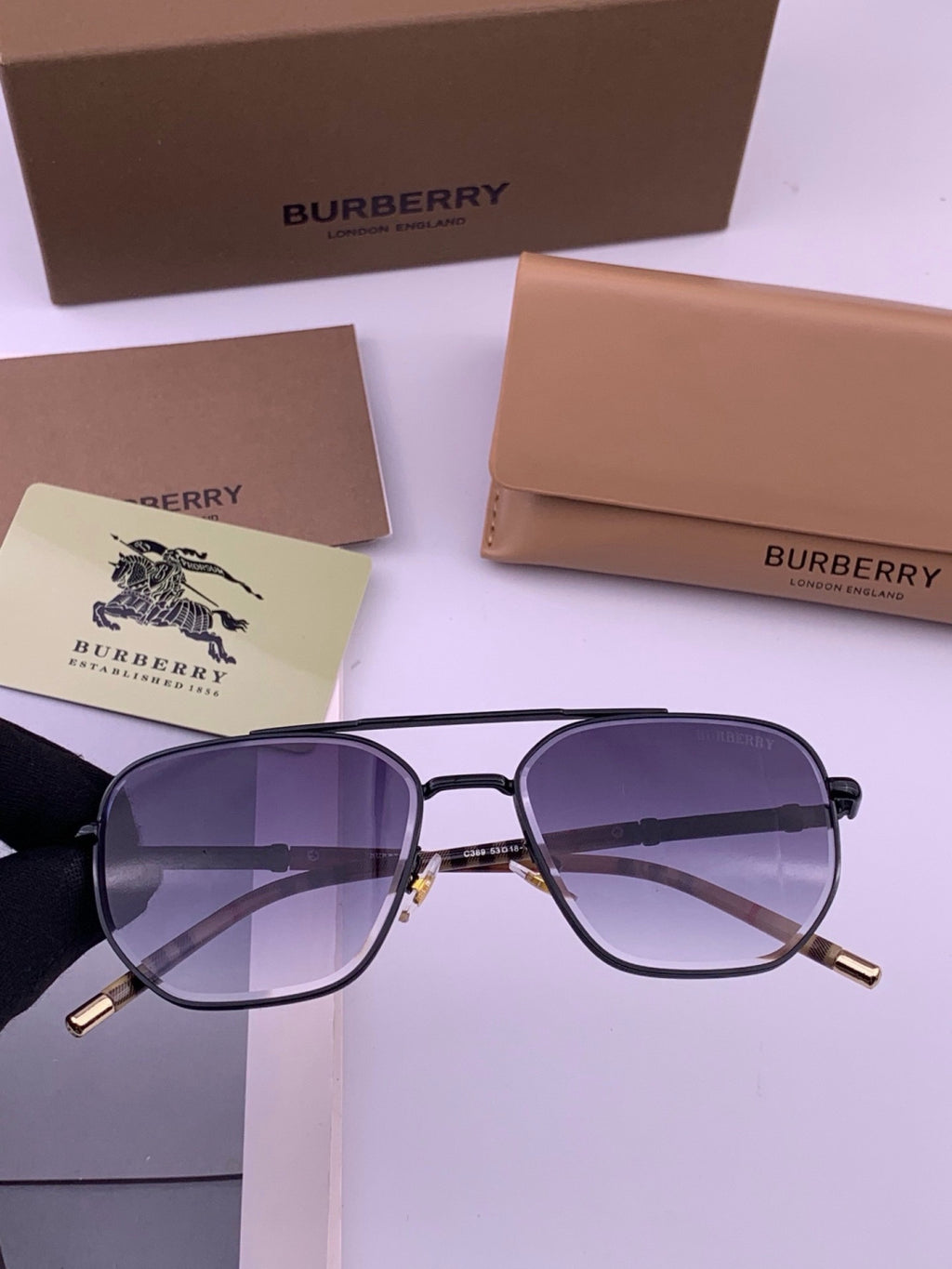 Burberry B938 Aviator Purple Lens Sunglasses for Men - 449593