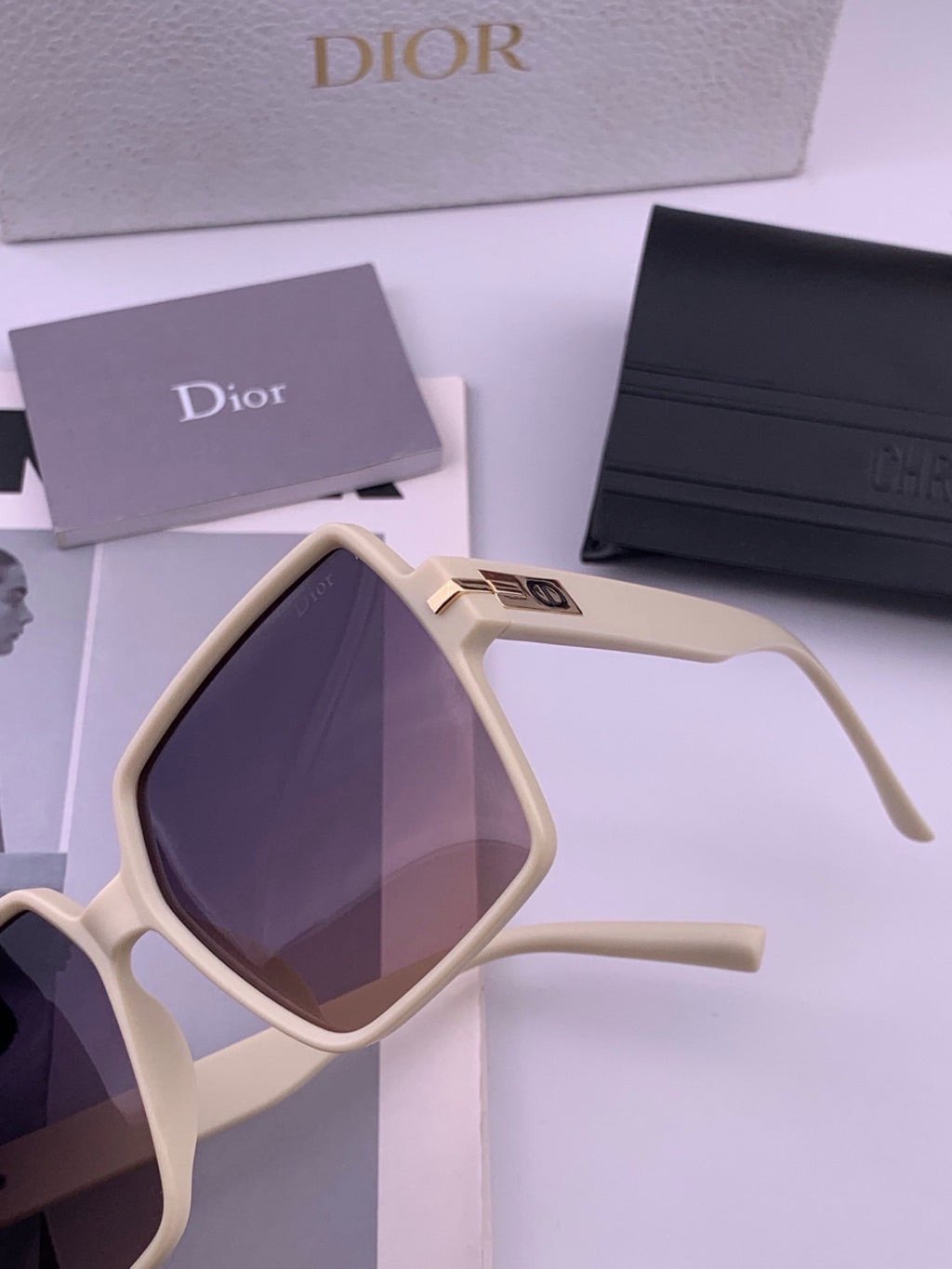 Dior CD4780 Polarized Square Black Lens Sunglasses for Women - detail image 2