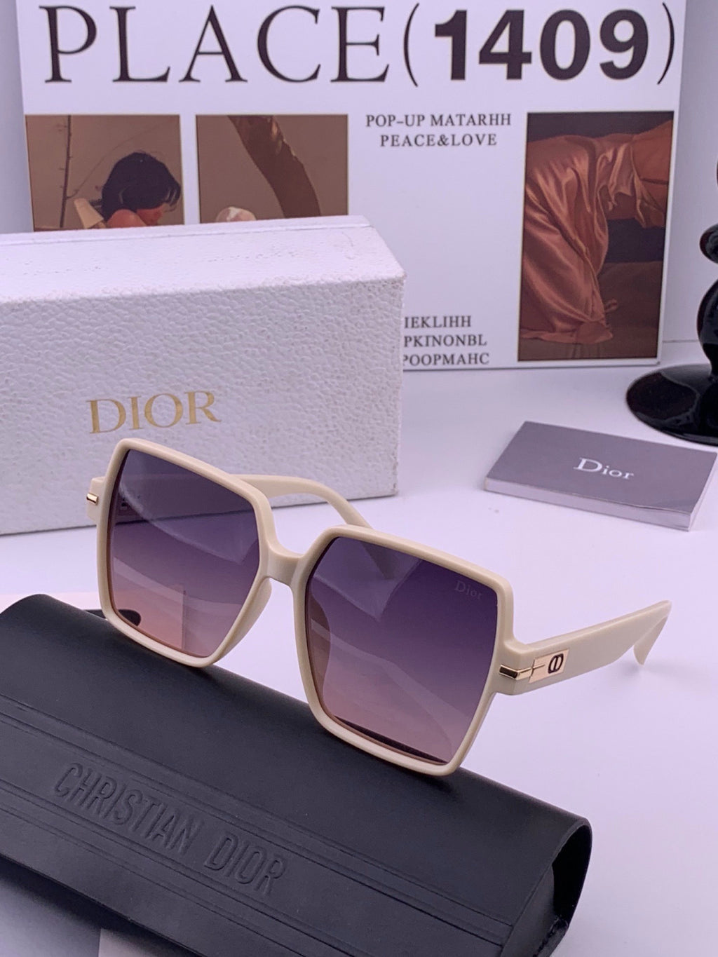 Dior CD4780 Polarized Square Black Lens Sunglasses for Women