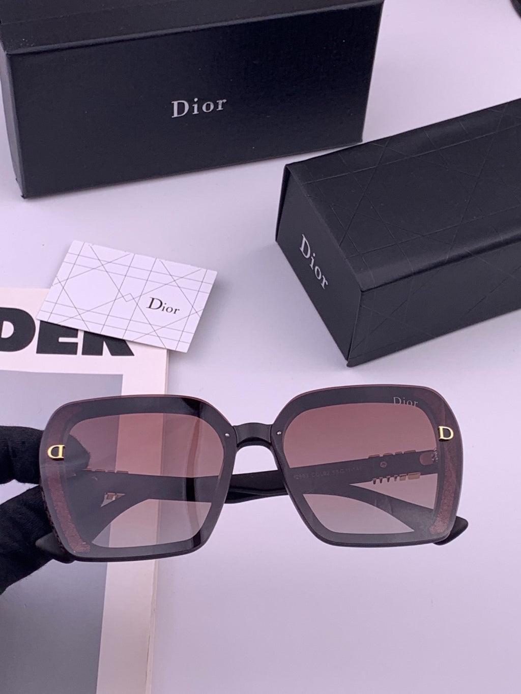 Dior CD3290 Polarized Square Gold Lens Sunglasses for Women - 449105 - detail image 7