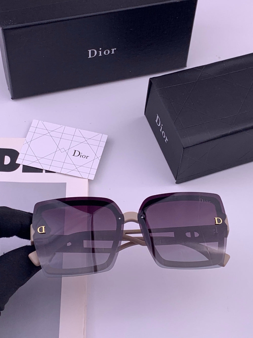 Dior D2292 Polarized Square Gold Lens Sunglasses for Men & Women - 449106