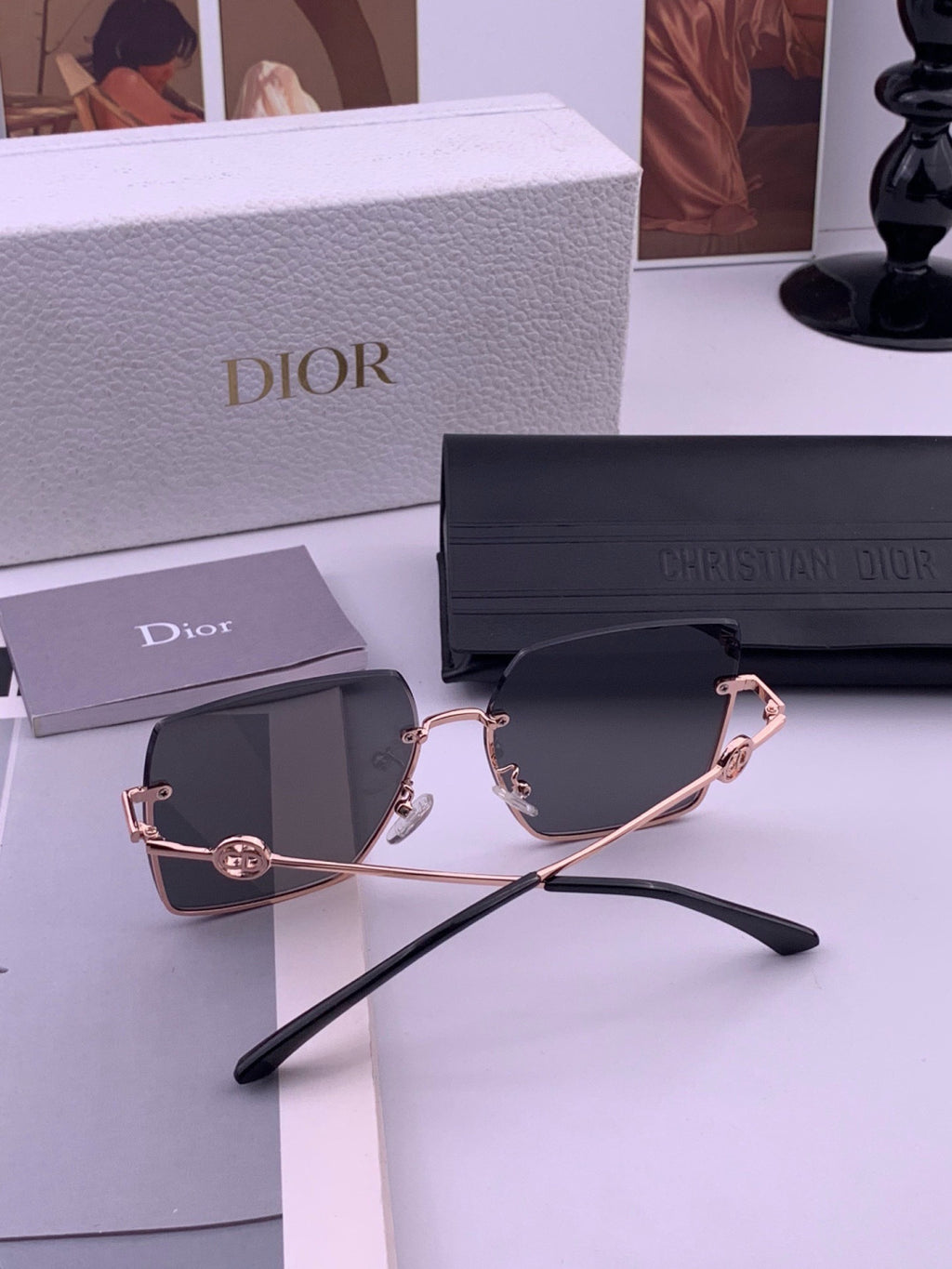 Dior CD7371 Lightweight Rimless Black Lens Sunglasses for Women - 449170 - detail image 7