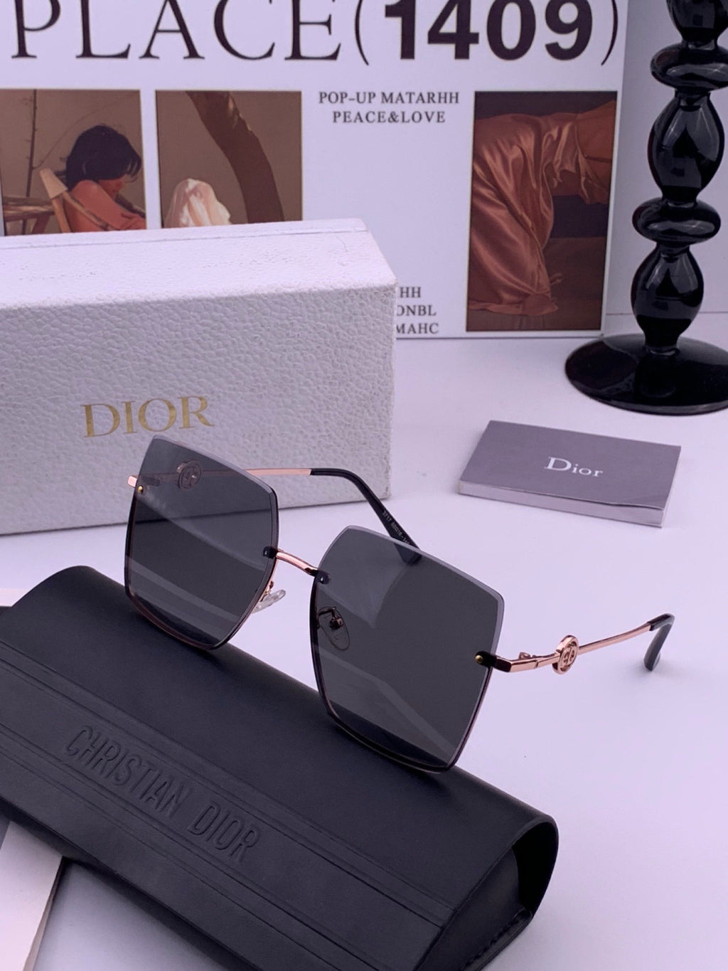 Dior CD7371 Lightweight Rimless Black Lens Sunglasses for Women - 449170 - detail image 2