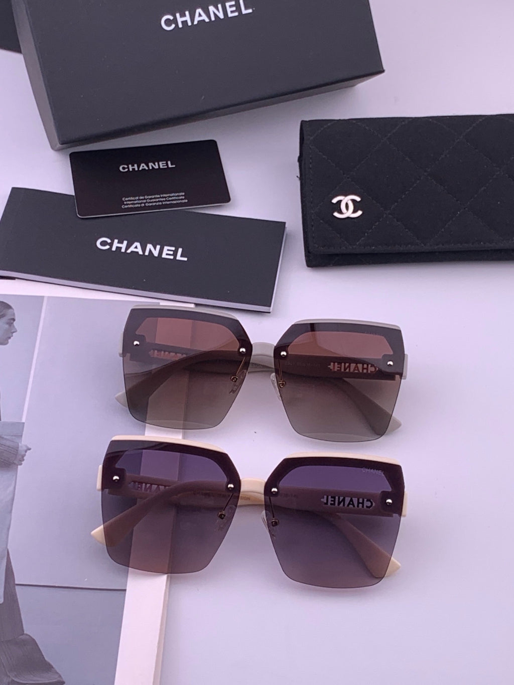 Chanel CH1250 Polarized Square Gold Lens Sunglasses for Women - 449053 - detail image 7
