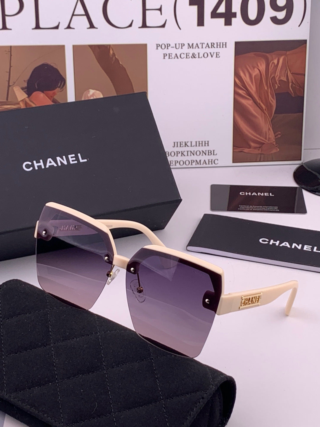 Chanel CH1250 Polarized Square Gold Lens Sunglasses for Women - 449053 - detail image 2