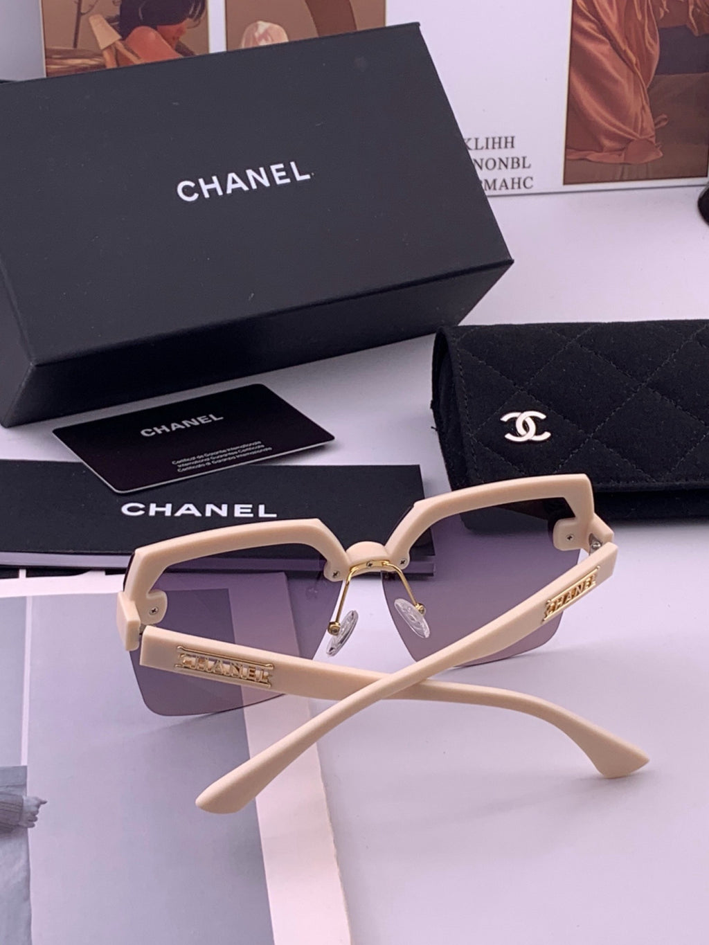 Chanel CH1250 Polarized Square Gold Lens Sunglasses for Women - 449053 - detail image 5