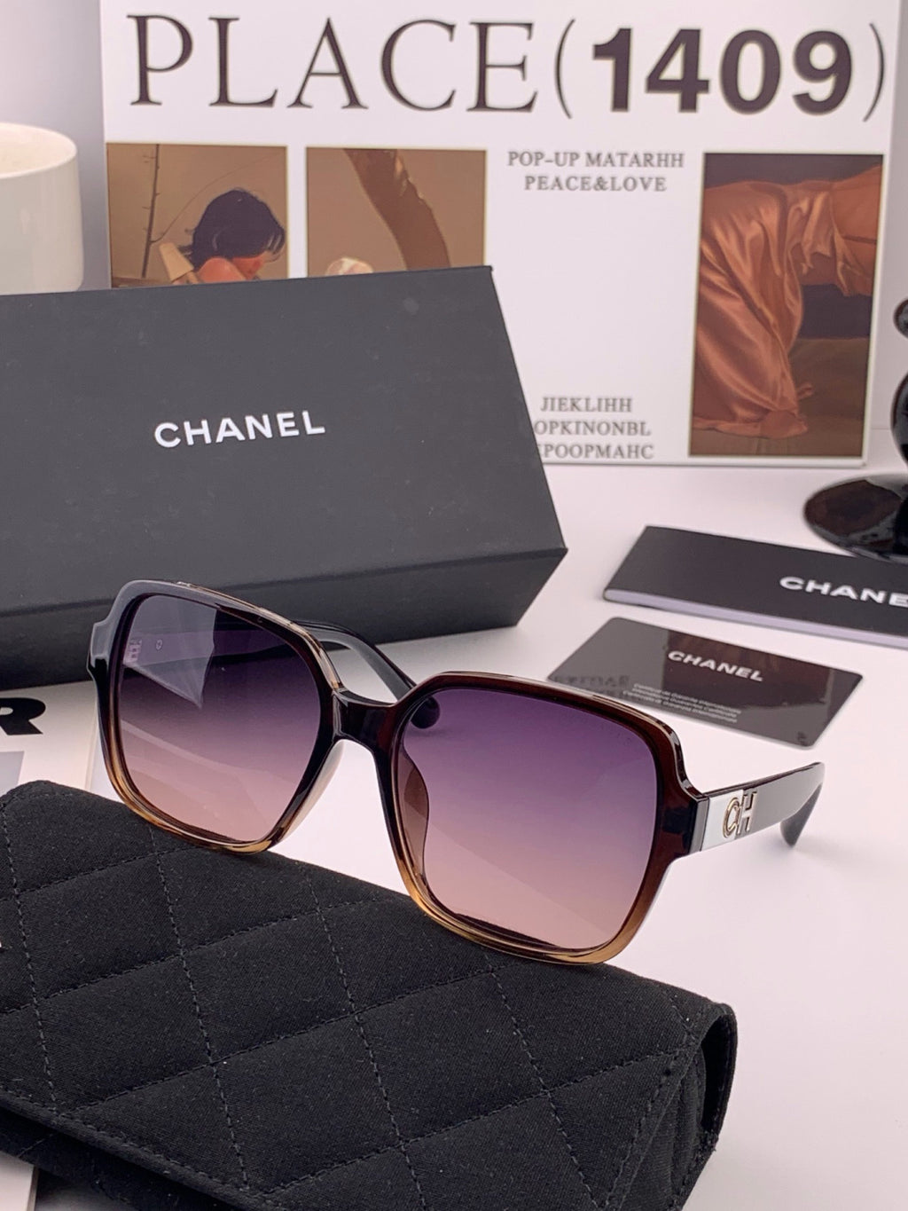Chanel CH2787 Polarized Square Gold Lens Sunglasses for Women - 449049 - detail image 3