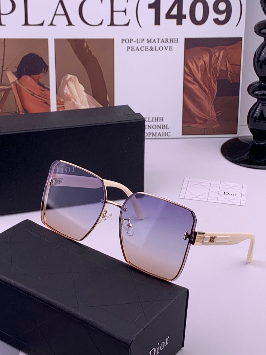 Dior CD0238 Polarized Square Gold Lens Sunglasses for Women - 449166 - detail image 2