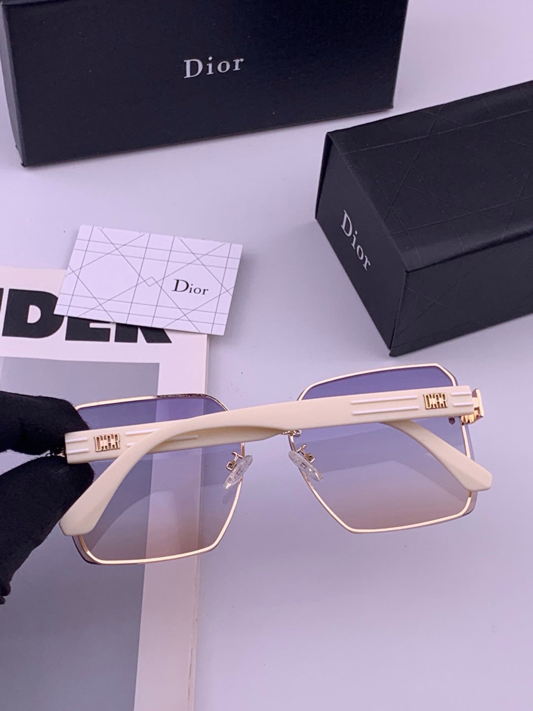 Dior CD0238 Polarized Square Gold Lens Sunglasses for Women - 449166 - detail image 4