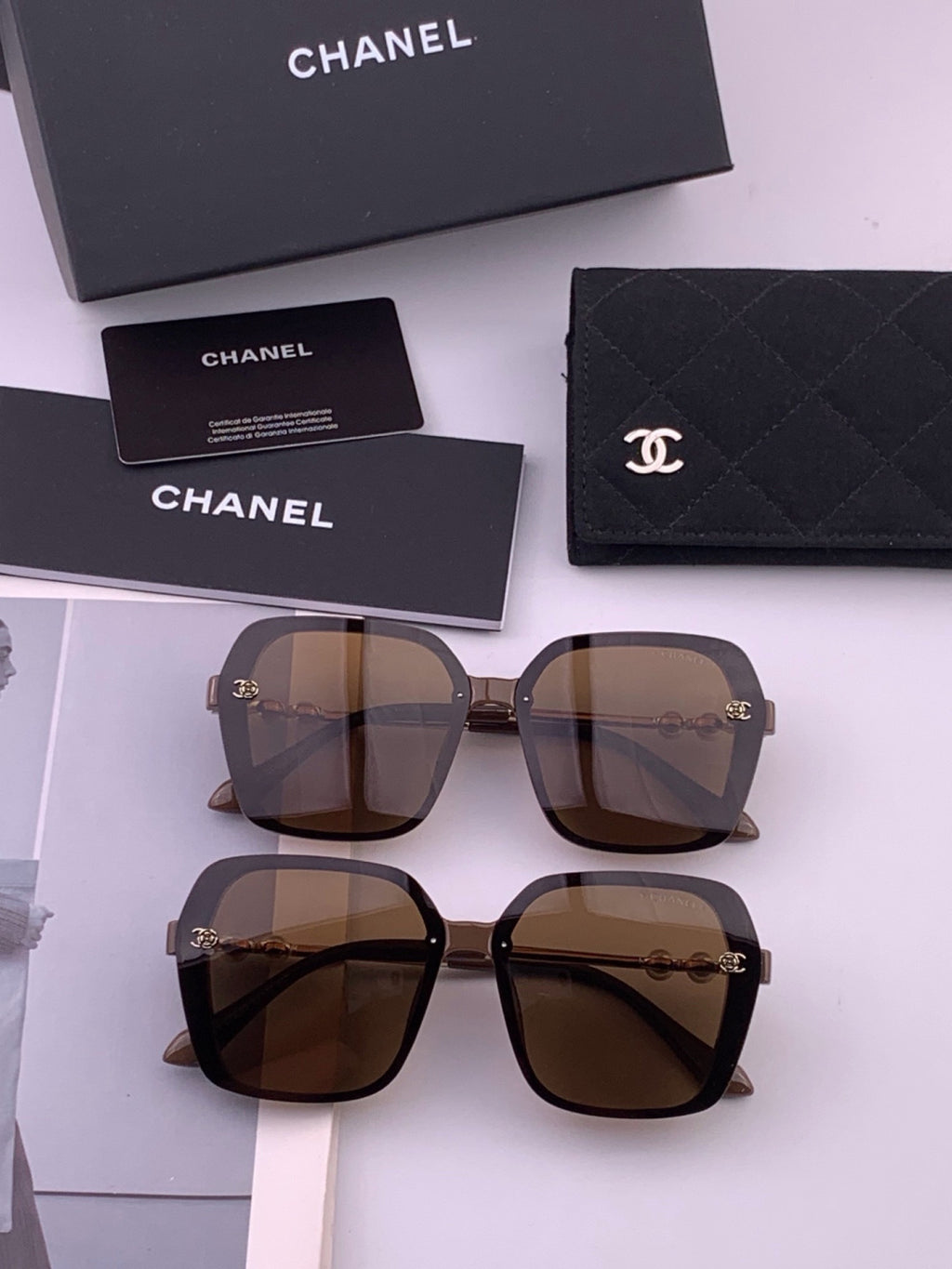 Chanel CH1910 Polarized Oversized Gold Lens Sunglasses for Men & Wome - 449036 - detail image 7