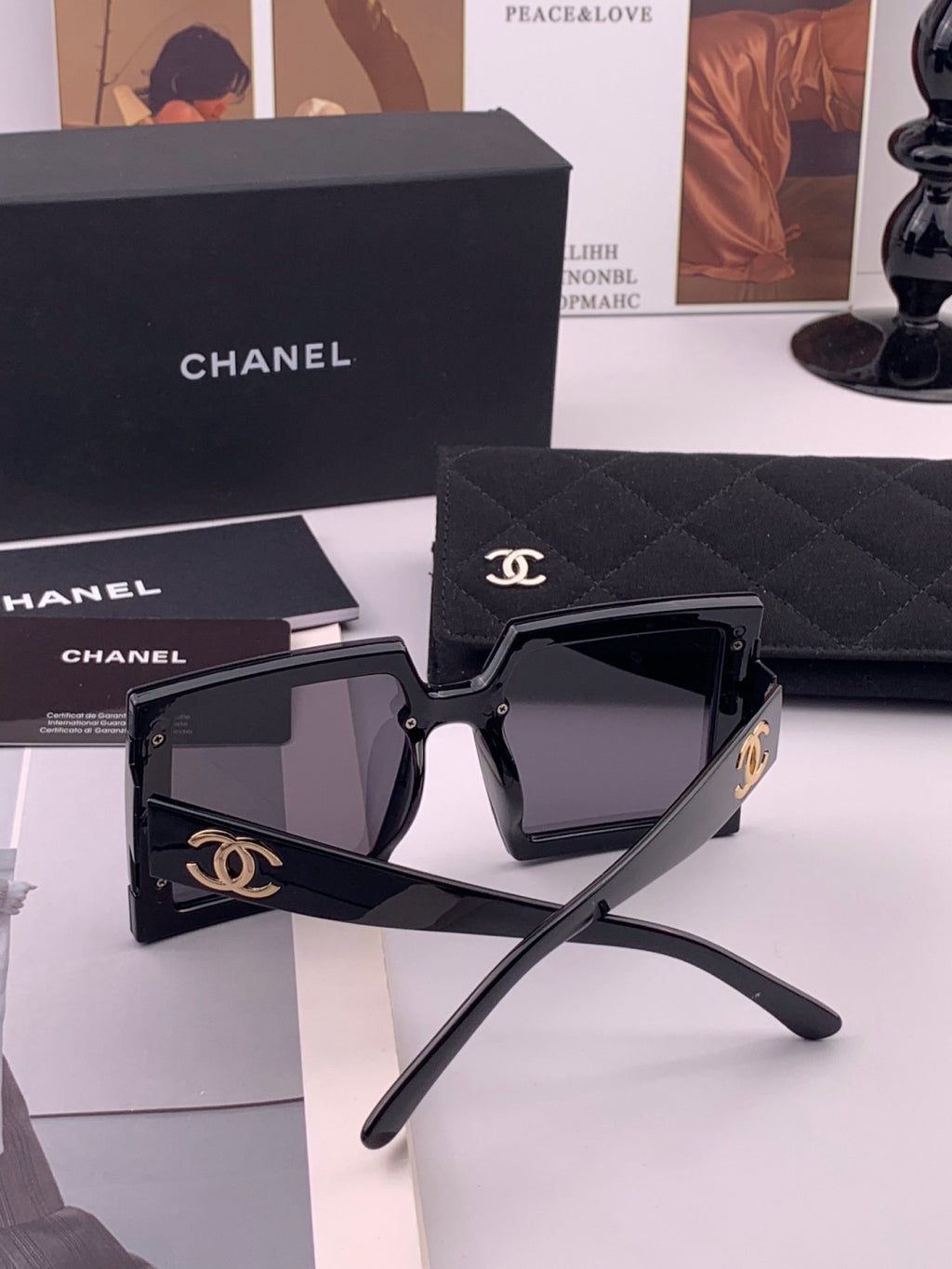 Chanel CH8615 Polarized Square Gold Lens Sunglasses for Women - 449041 - detail image 6