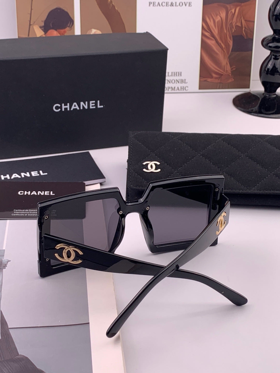 Chanel CH8615 Polarized Square Gold Lens Sunglasses for Women - 449041 - detail image 6