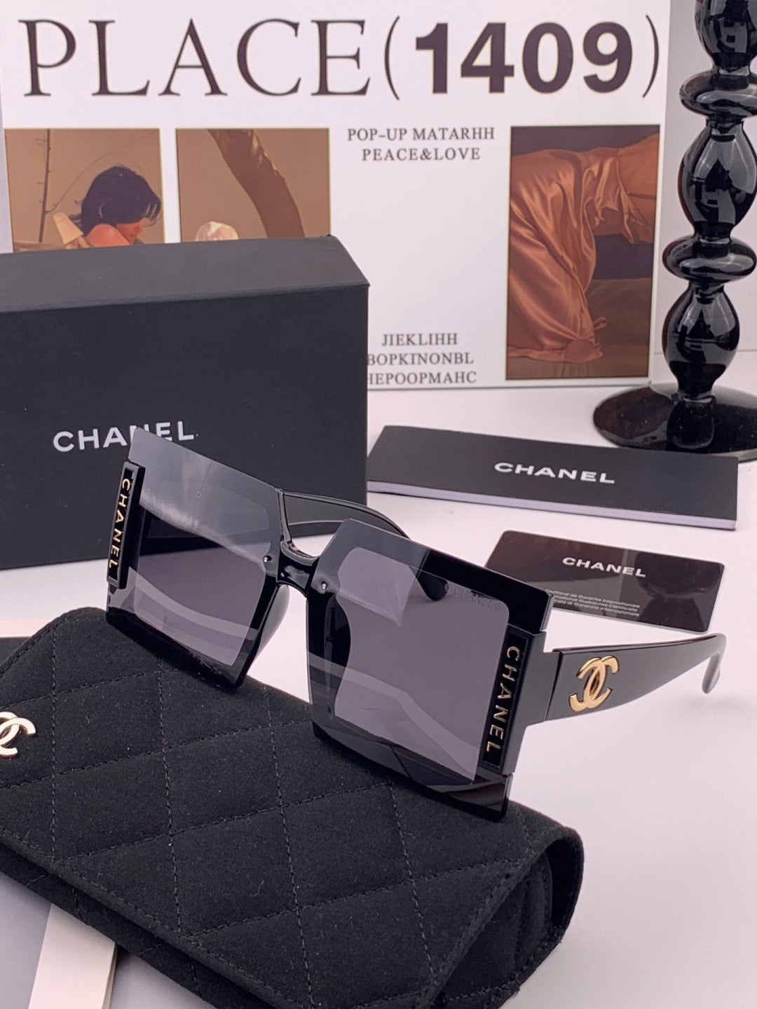 Chanel CH8615 Polarized Square Gold Lens Sunglasses for Women - 449041 - detail image 2