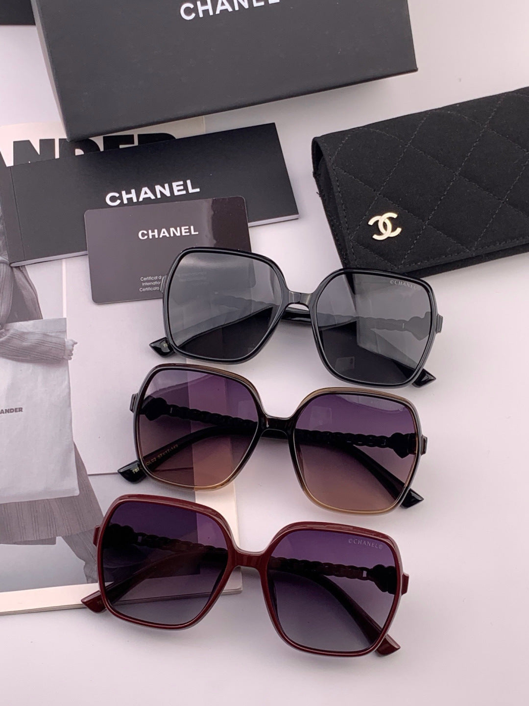Chanel CH4787 Polarized Square Gold Lens Sunglasses for Women - 448977 - detail image 7