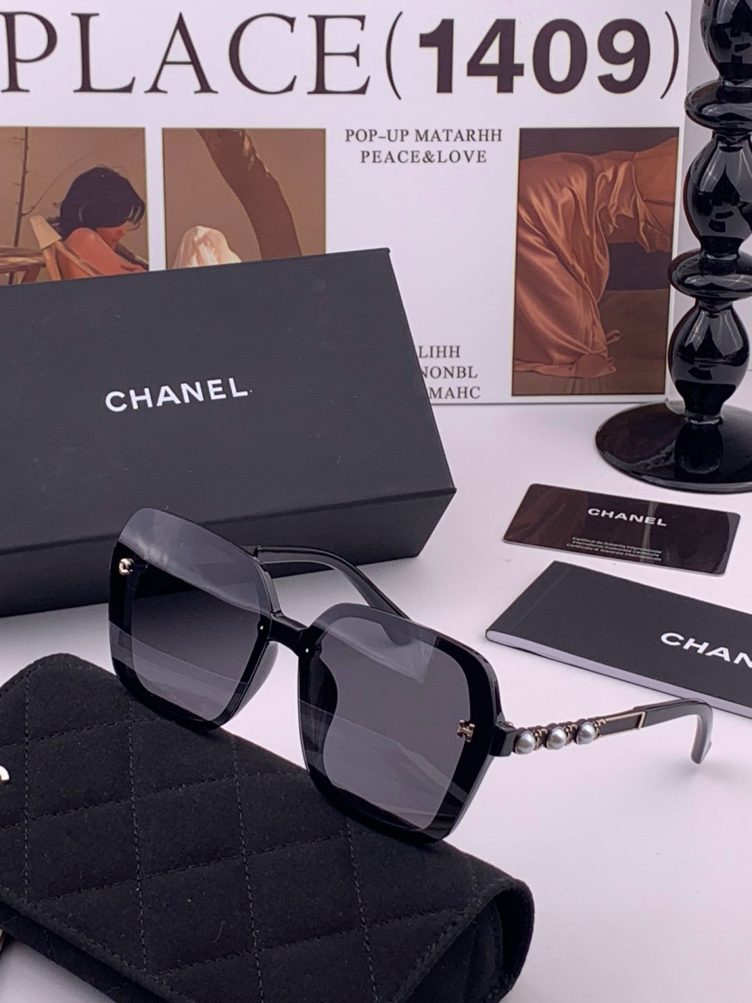 Chanel CH8788 Polarized Oversized Black Lens Sunglasses for Men & Wom - 448962 - detail image 2