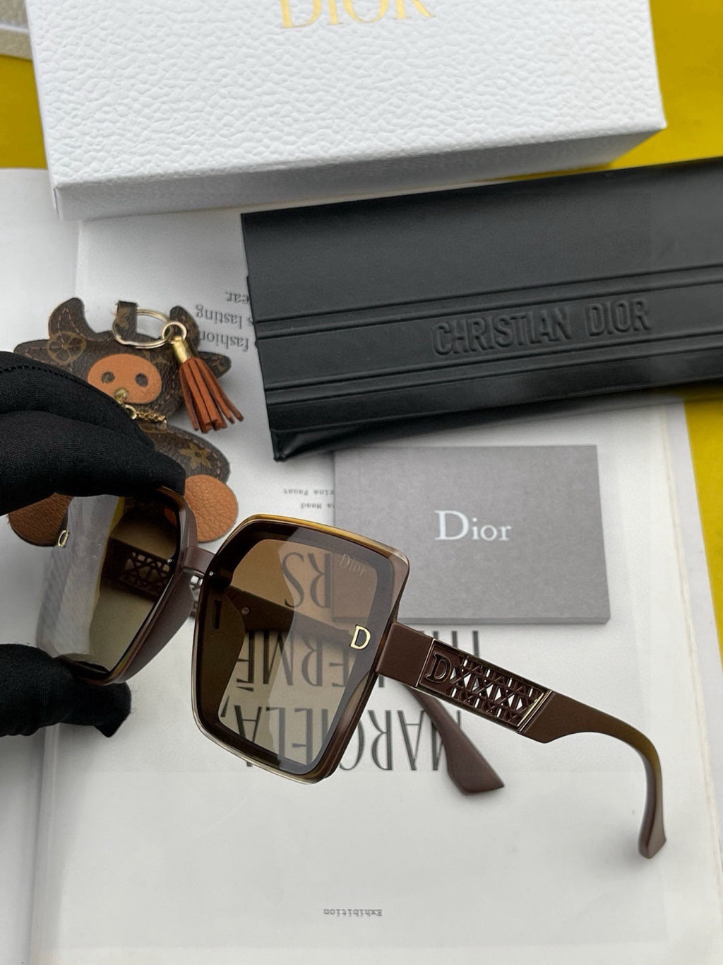 Dior CD4190 Square Gold Lens Sunglasses for Women - 465335