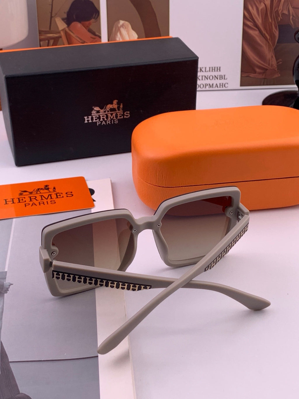 Hermès H1605 Square Black Lens Sunglasses for Men & Women - 466419 - detail image 3
