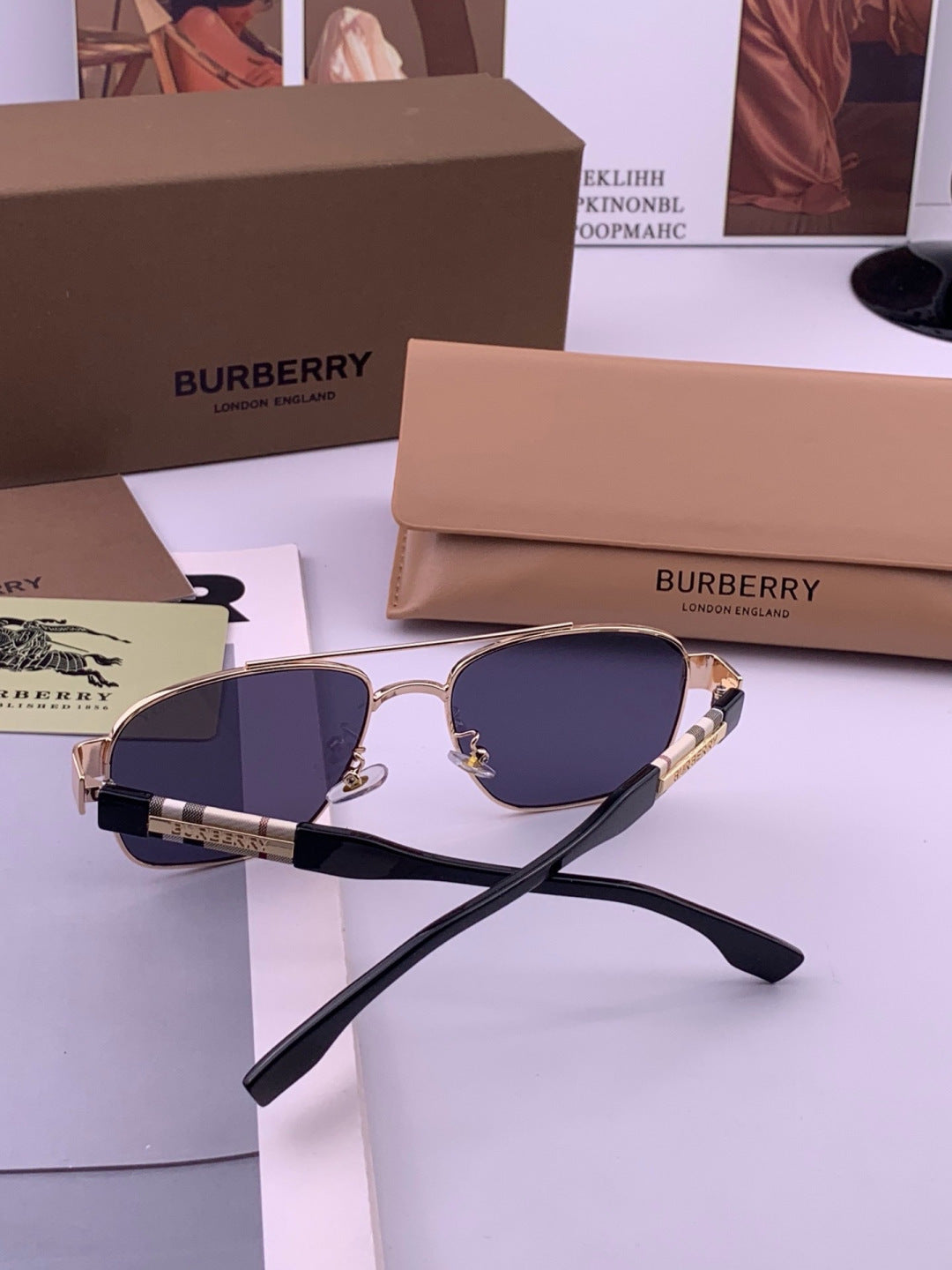 Burberry B201 Aviator Blue Lens Sunglasses for Men - 465951 - detail image 6