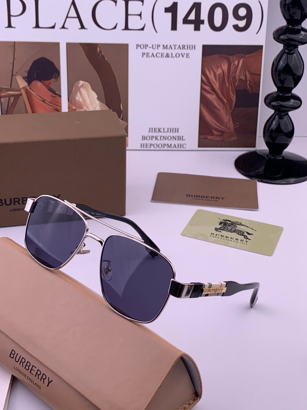 Burberry B201 Aviator Blue Lens Sunglasses for Men - 465952 - detail image 2