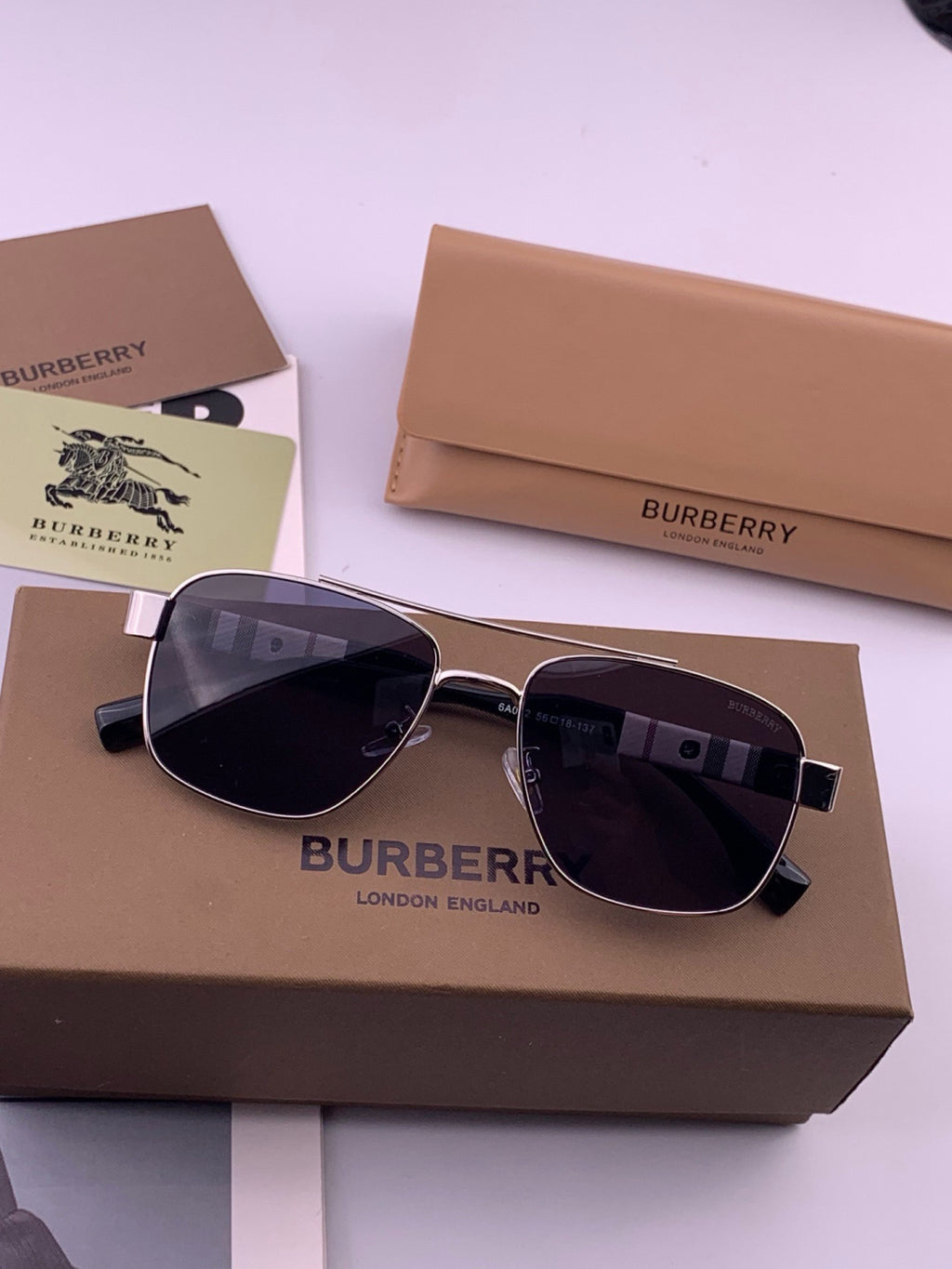 Burberry B201 Aviator Blue Lens Sunglasses for Men - 465952 - detail image 7
