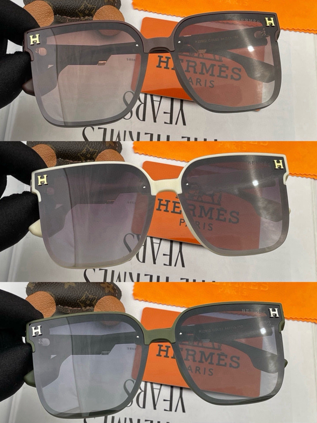 Hermès H2290 Polarized Square Gold Lens Sunglasses for Men & Women - 466418 - detail image 2