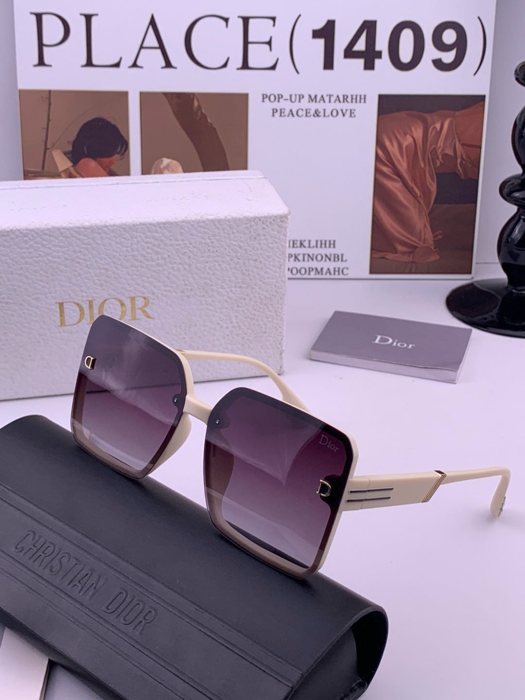 Dior CD8226 Polarized Square Red Lens Sunglasses for Women