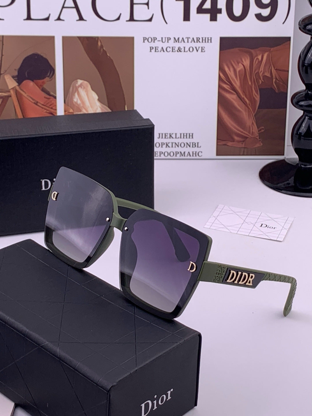 Dior D6514 Polarized Square Black Lens Sunglasses for Men & Women - detail image 2