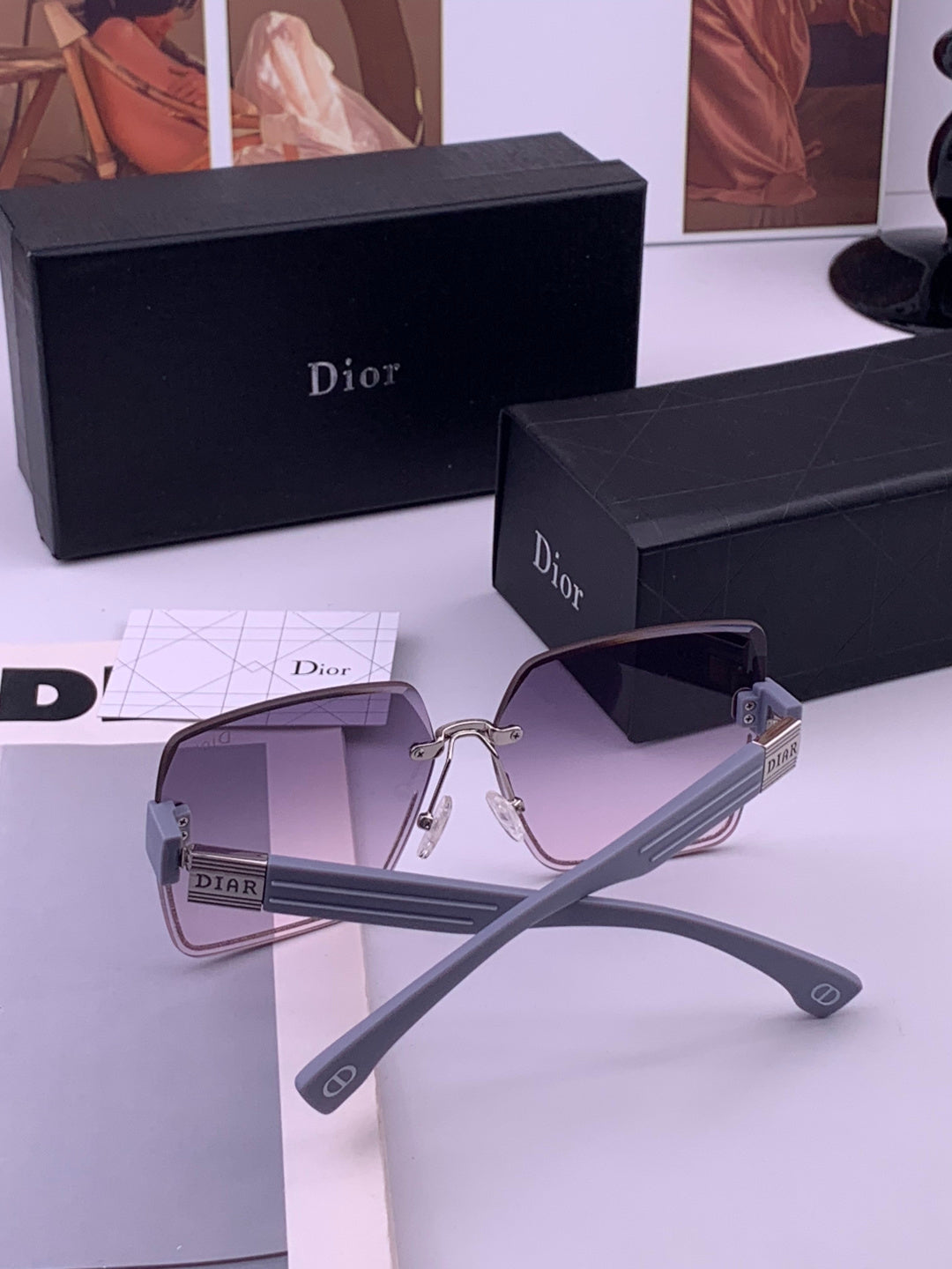 Dior D7771 Square Gold Lens Sunglasses for Men & Women - detail image 7