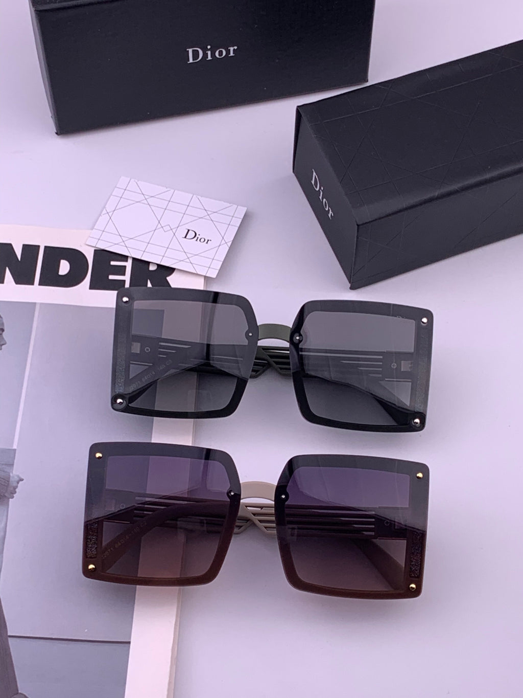 Dior D1297 Polarized Square Gold Lens Sunglasses for Men & Women - detail image 7