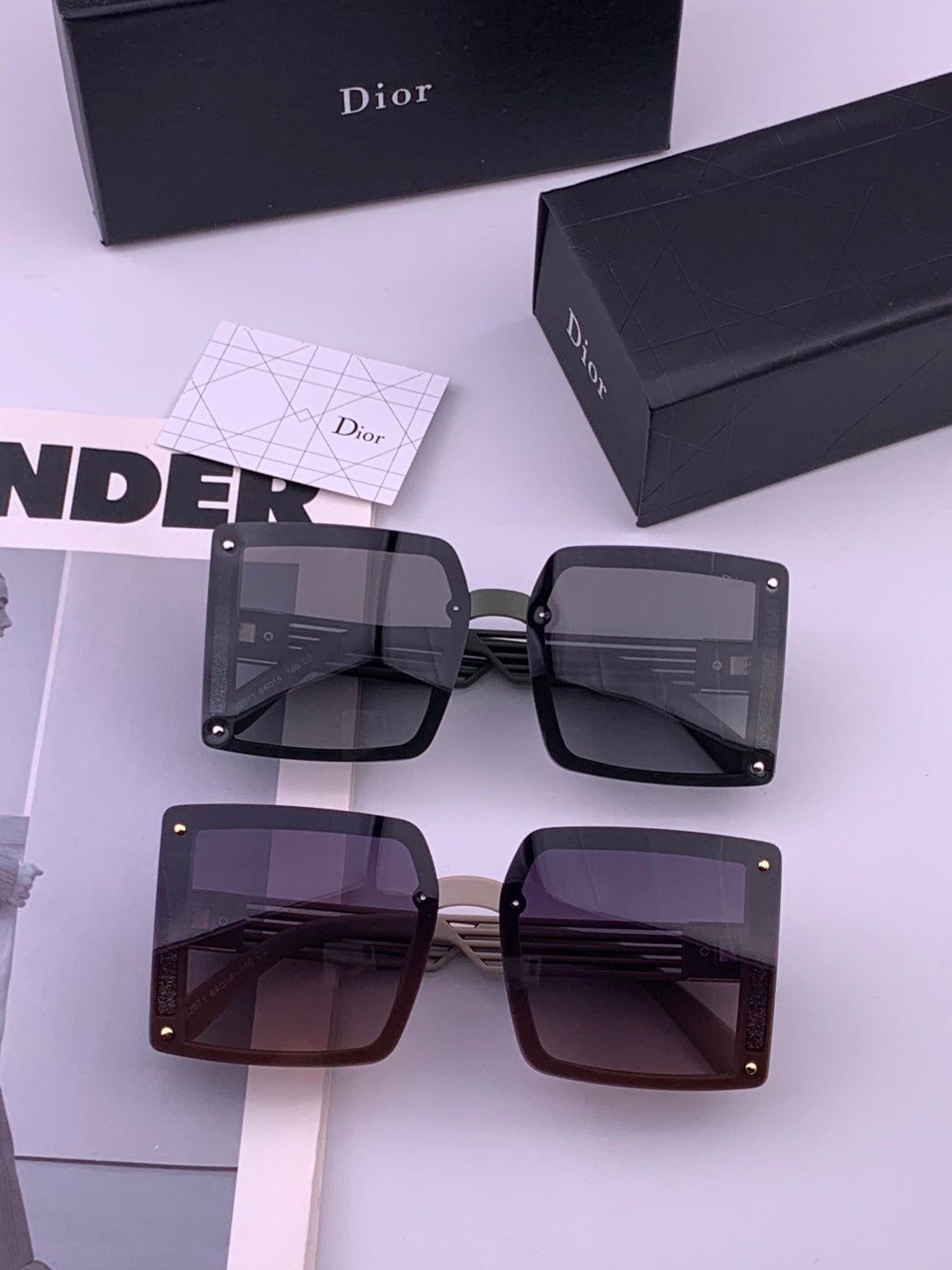 Dior D1297 Polarized Square Gold Lens Sunglasses for Men & Women - detail image 7