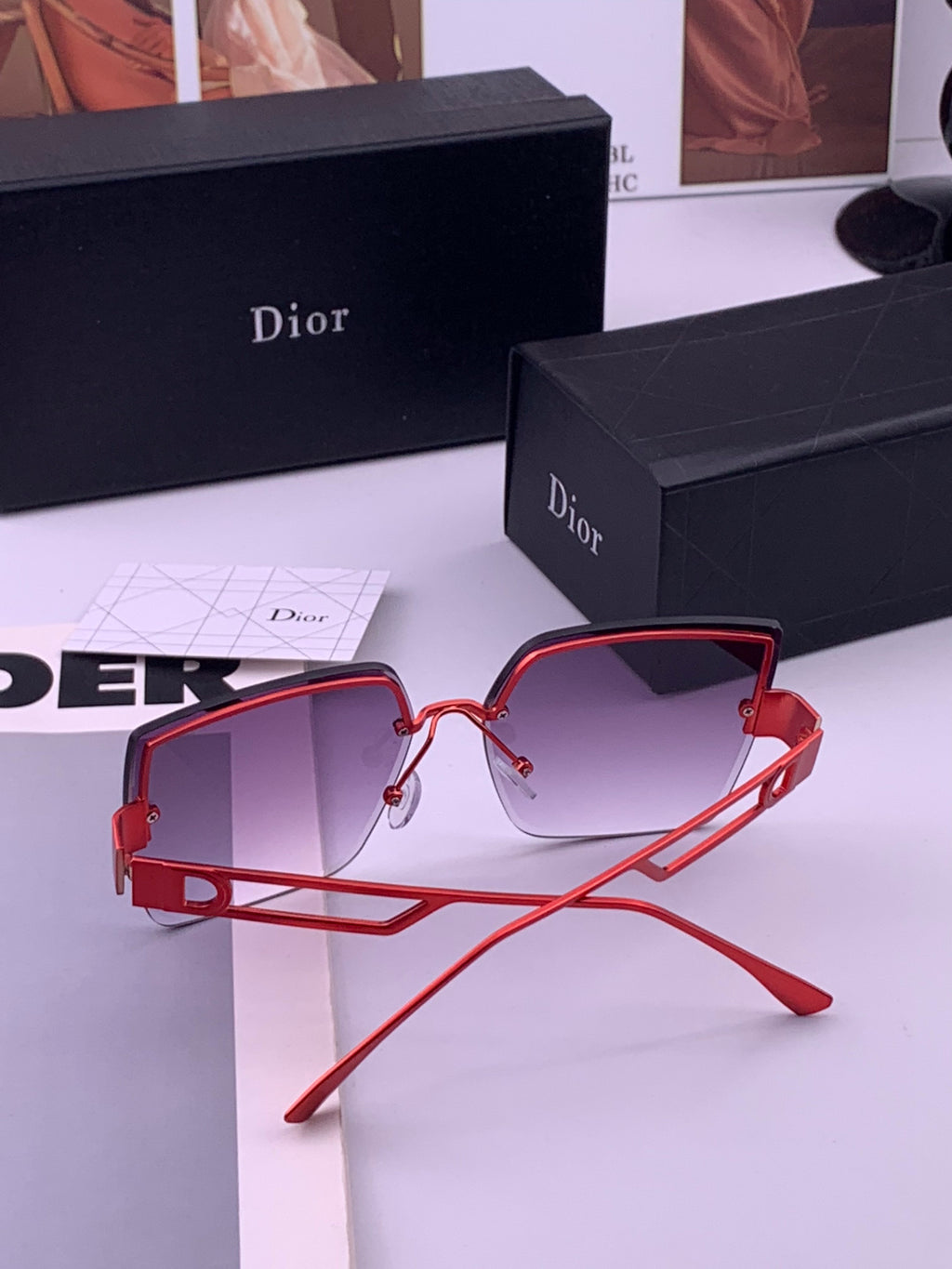 Dior D9681 Square Gold Lens Sunglasses for Men & Women - detail image 6