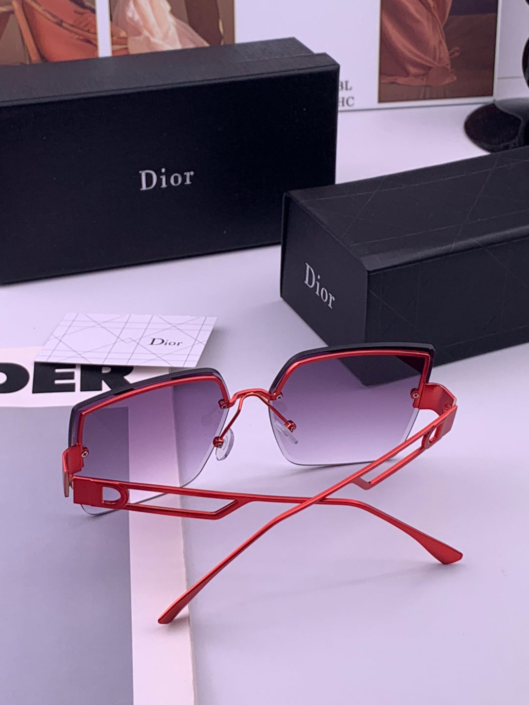 Dior D9681 Square Gold Lens Sunglasses for Men & Women - detail image 6