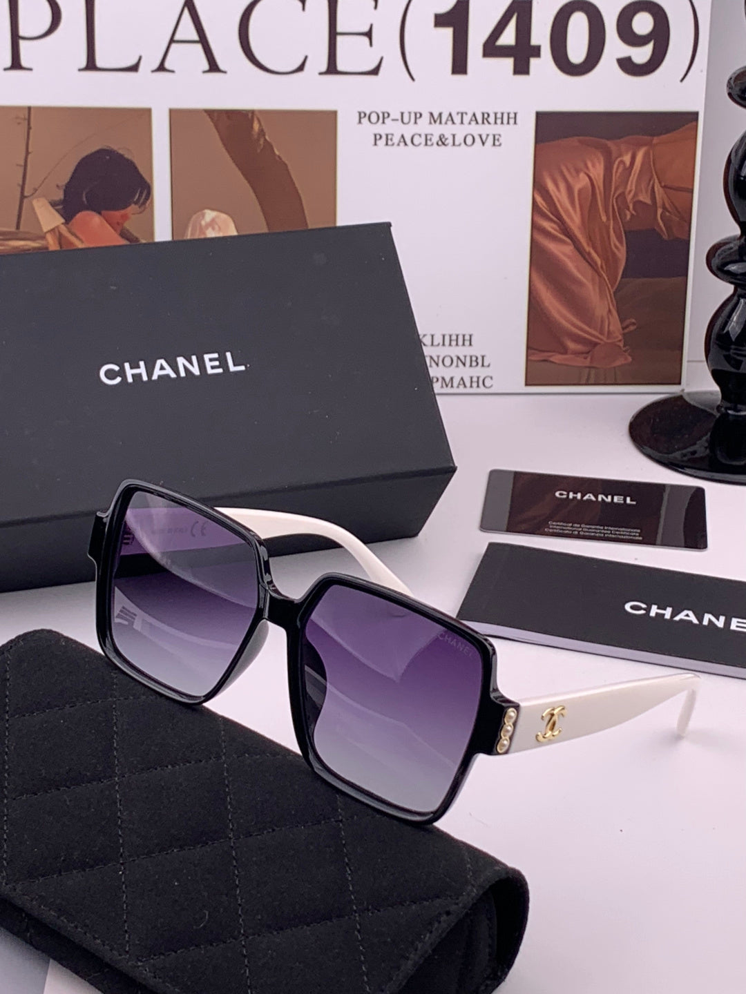 Chanel CH8250 Polarized Square Brown Lens Sunglasses for Women - detail image 2