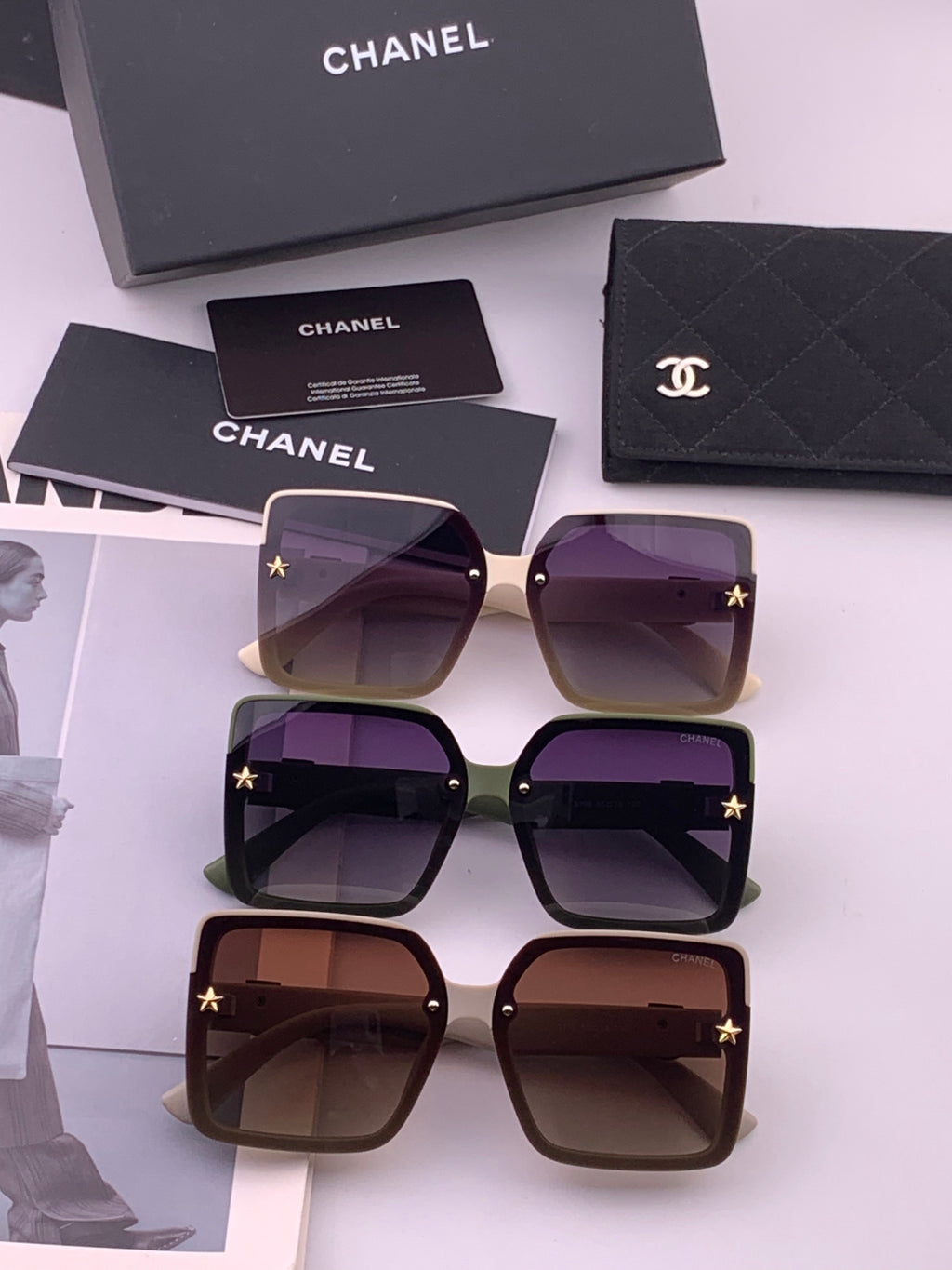 Chanel CH9519 Polarized Square Black Lens Sunglasses for Women - 465170 - detail image 7