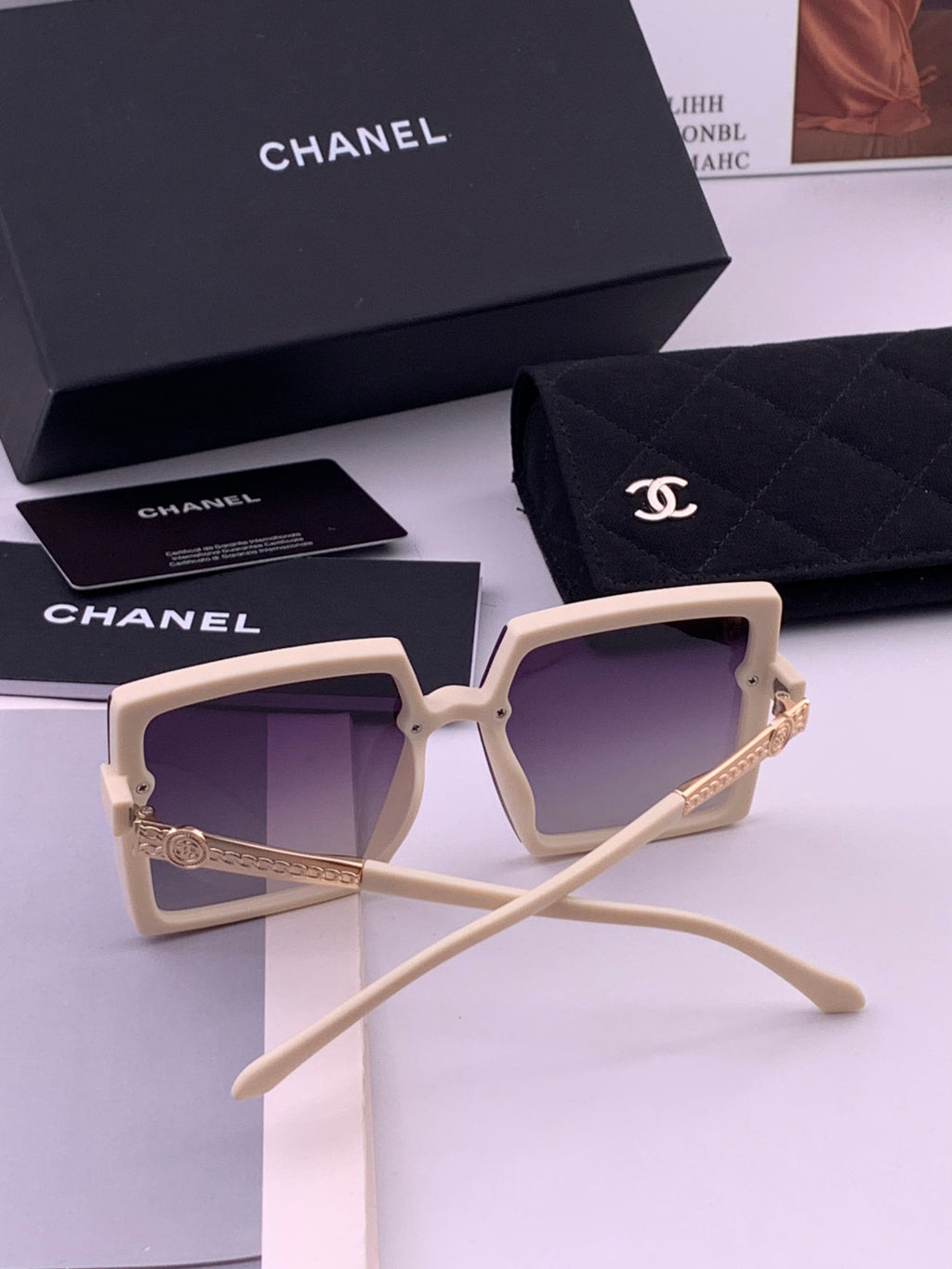 Chanel CH6711 Polarized Square Gold Lens Sunglasses for Women - 465176 - detail image 5