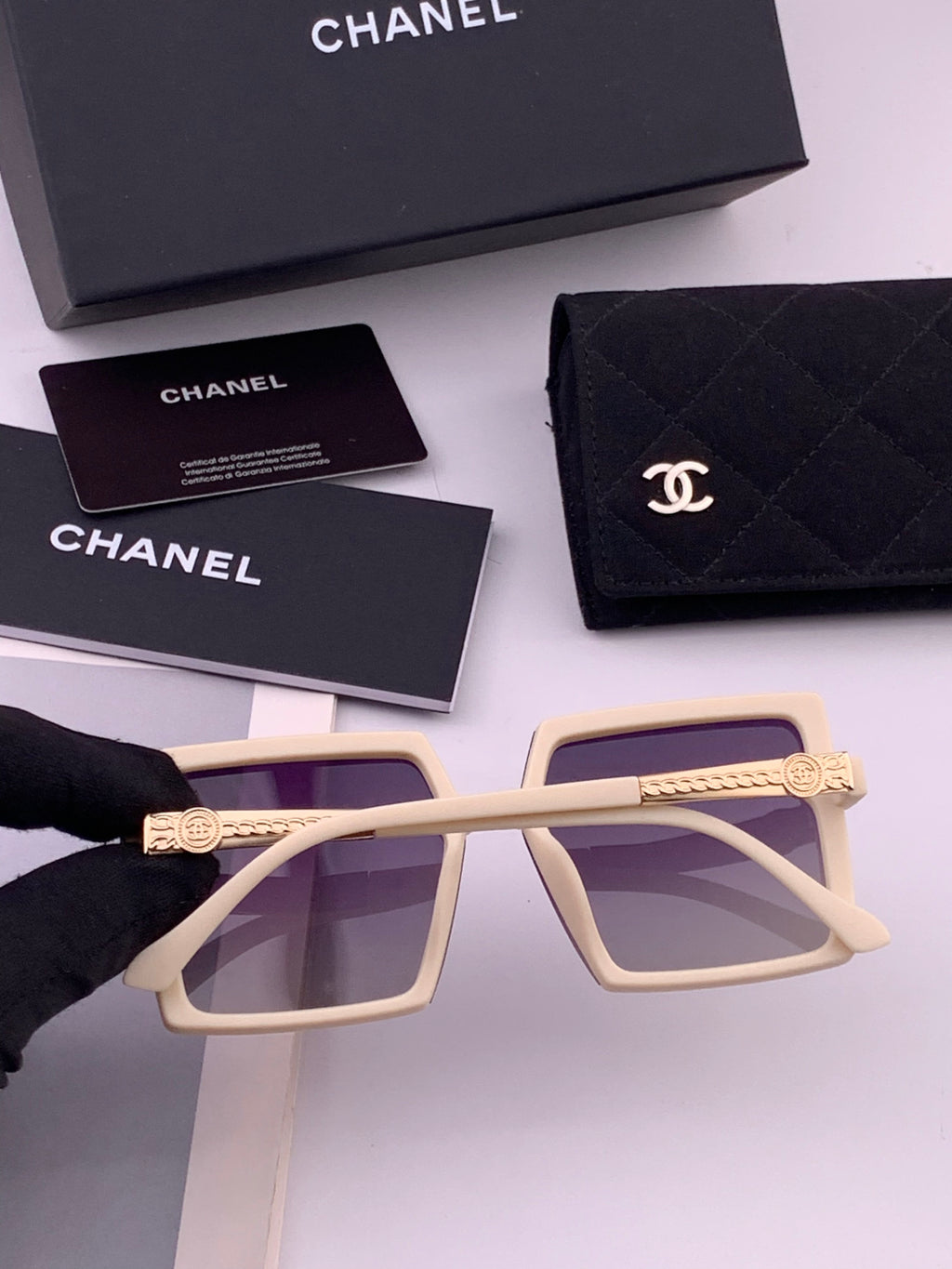 Chanel CH6711 Polarized Square Gold Lens Sunglasses for Women - 465176 - detail image 4