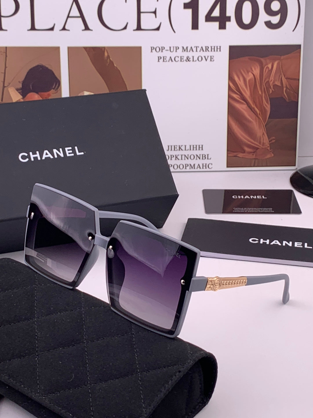 Chanel CH6711 Polarized Square Gold Lens Sunglasses for Women - 465178 - detail image 2