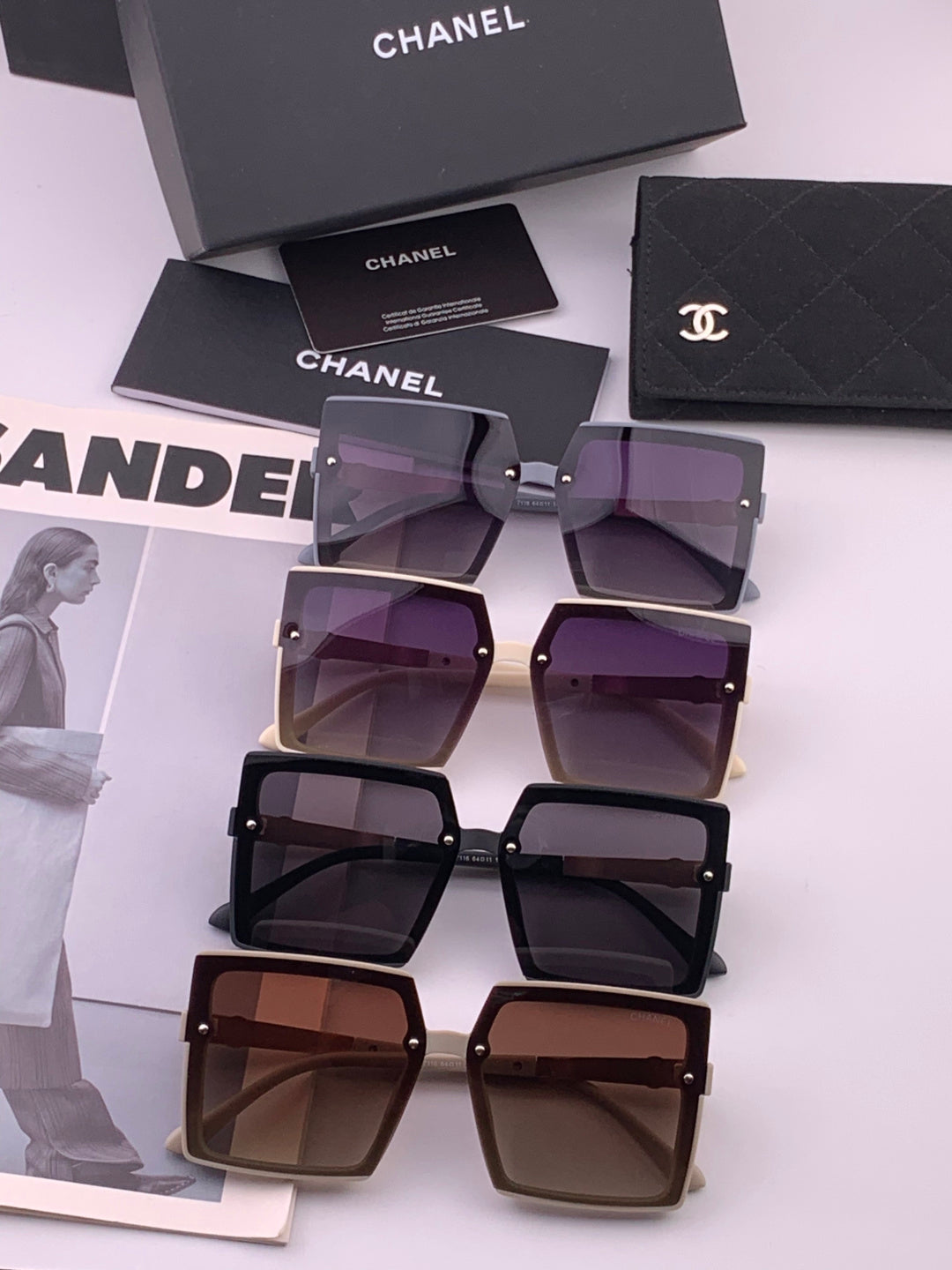 Chanel CH6711 Polarized Square Gold Lens Sunglasses for Women - 465178 - detail image 7