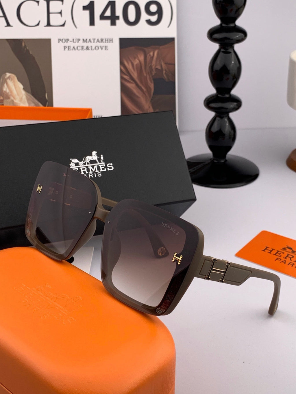 Hermès H2304 Square Pink Lens Sunglasses for Men & Women - 466442 - detail image 5